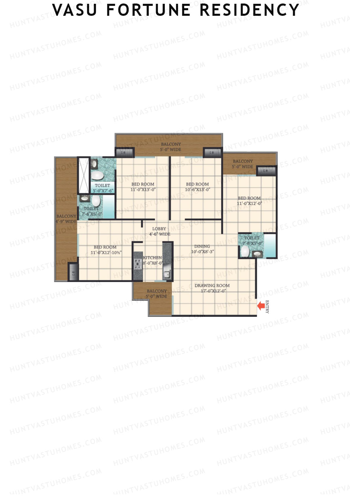 Vasu Fortune Residency, Block H, Unit 4, 4BHK, Super Area 1925   sq ft 