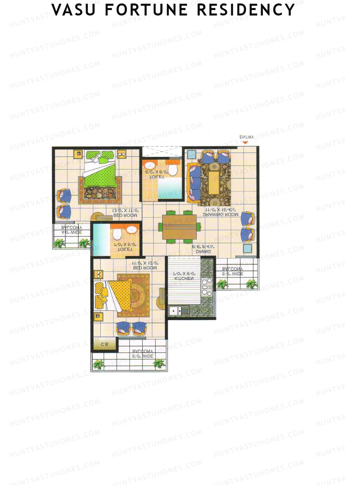 Vasu Fortune Residency, Block H, Unit 6, 2BHK, Super Area 1150   sq ft 