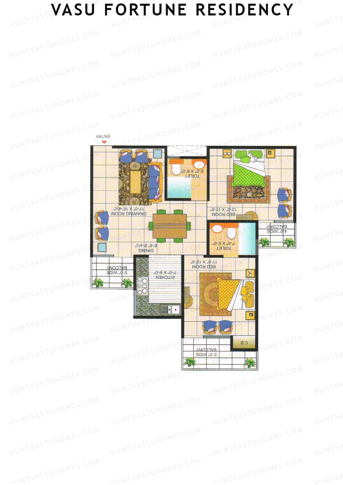 Vasu Fortune Residency, Block H, Unit 7, 2BHK, Super Area 1150   sq ft 