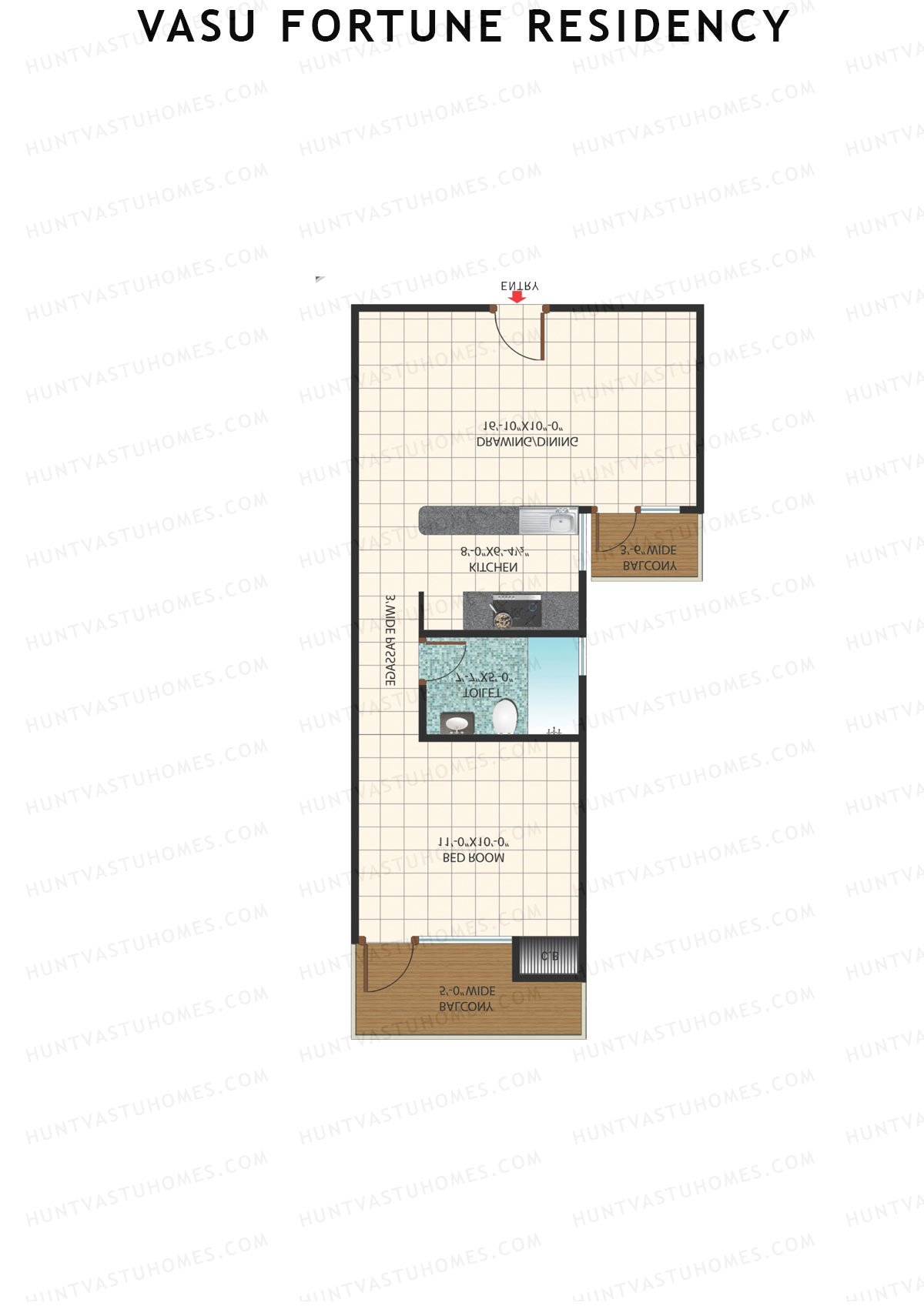 Vasu Fortune Residency, Block I, Unit 8, 1BHK, Super Area 760   sq ft 