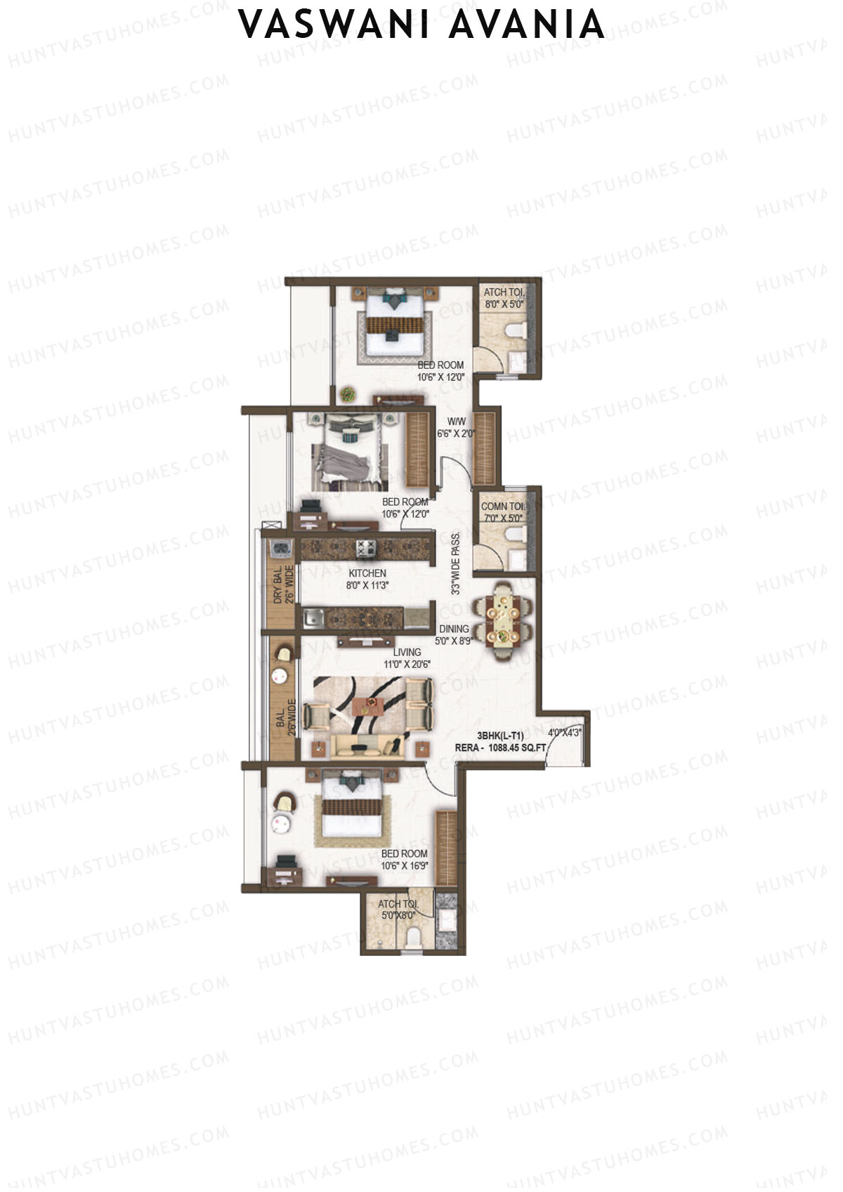 Vaswani Avania Tower 1 Unit 1 Floor Plan
