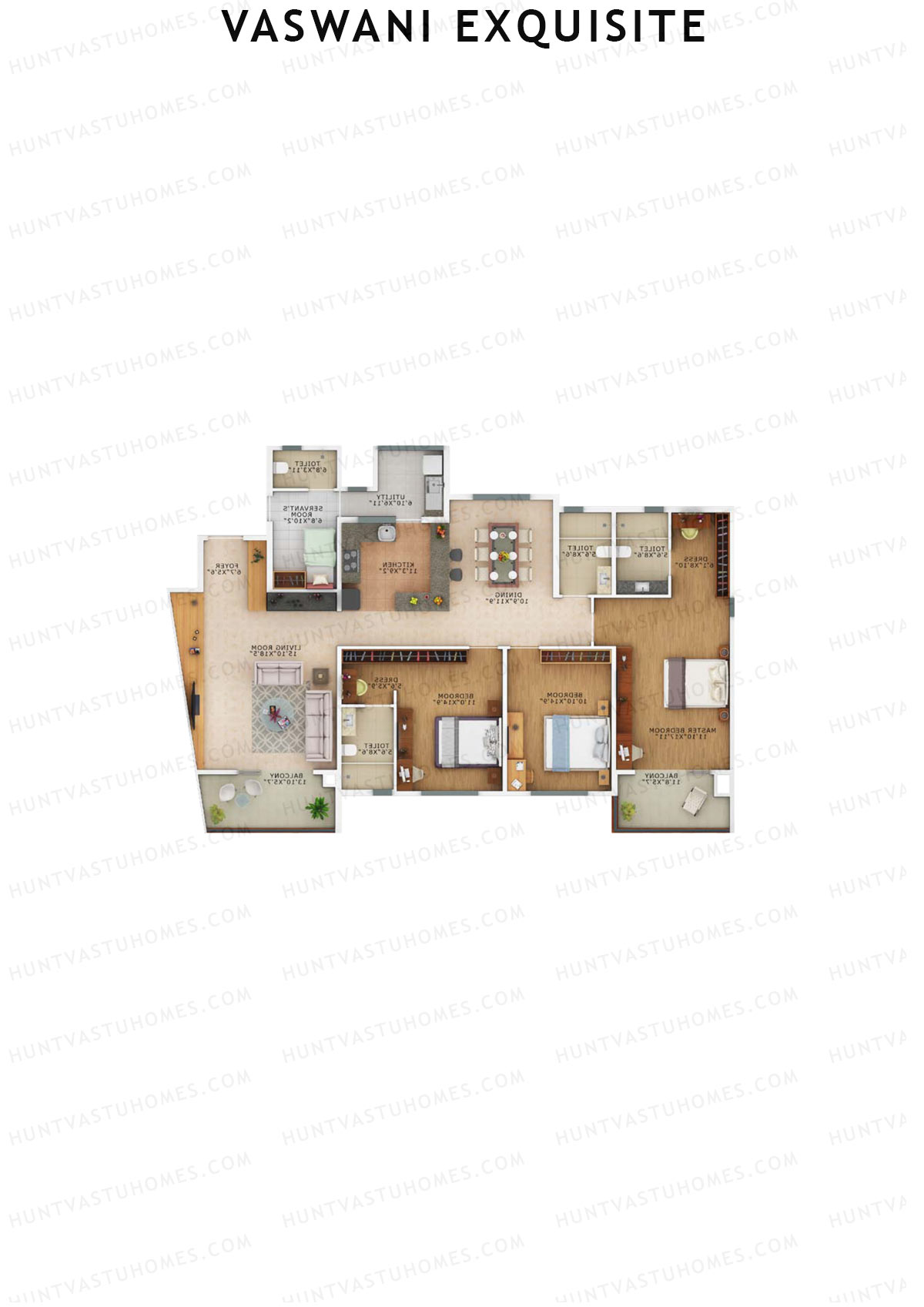 Vaswani Exquisite Tower A Unit 3 Floor Plan