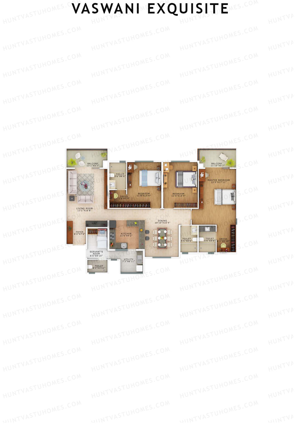 Vaswani Exquisite Tower B Unit 1 Floor Plan