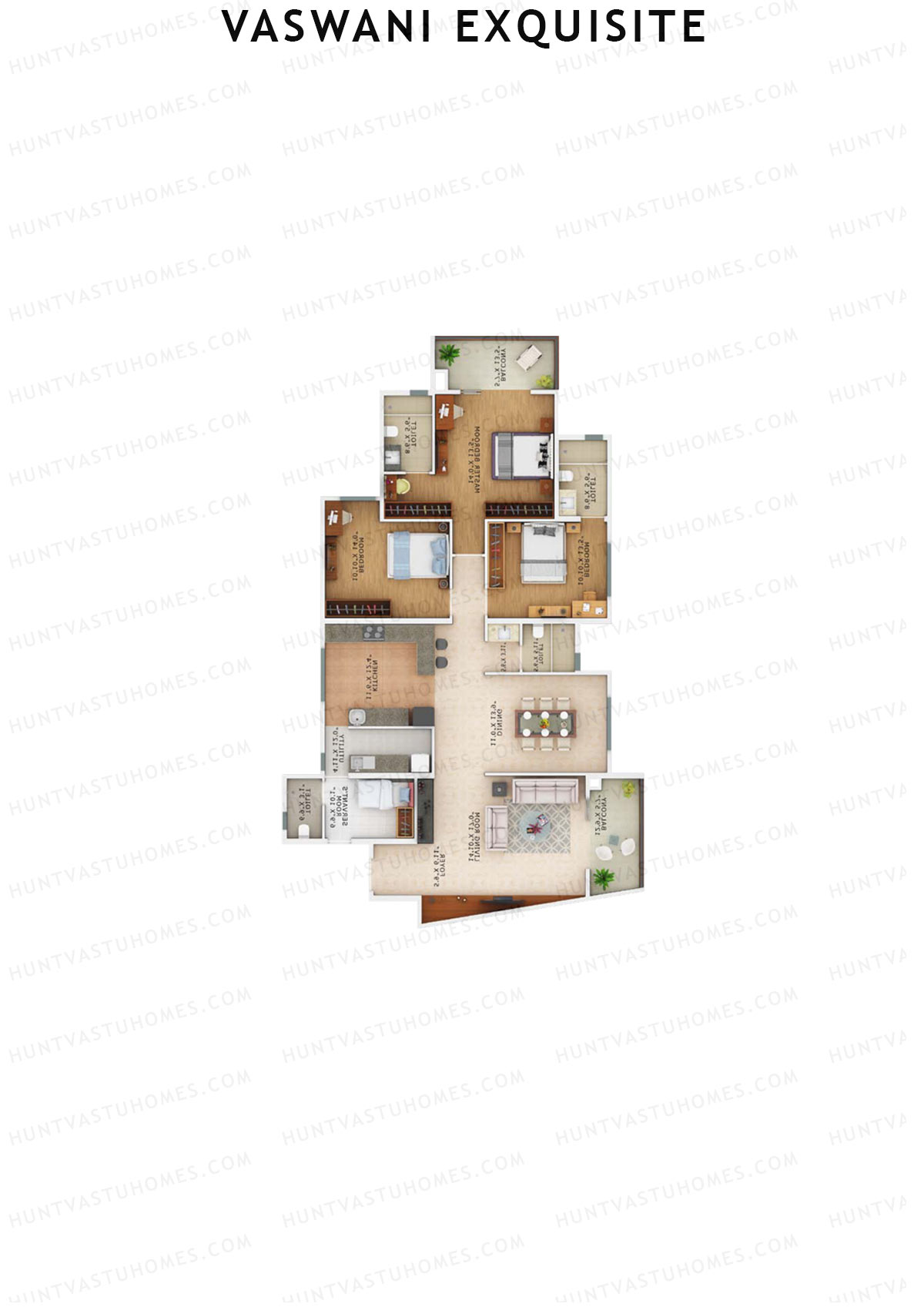 Vaswani Exquisite Tower C Unit 3 Floor Plan