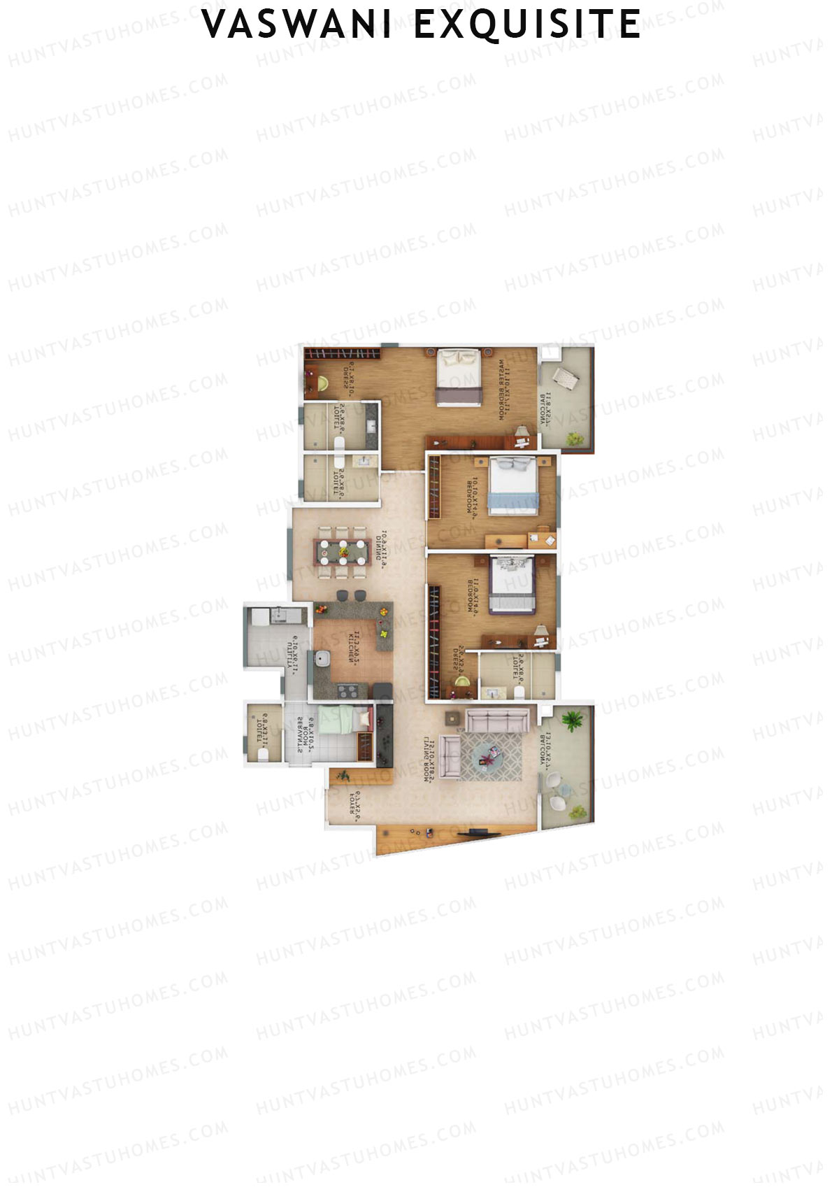 Vaswani Exquisite Tower D Unit 3 Floor Plan