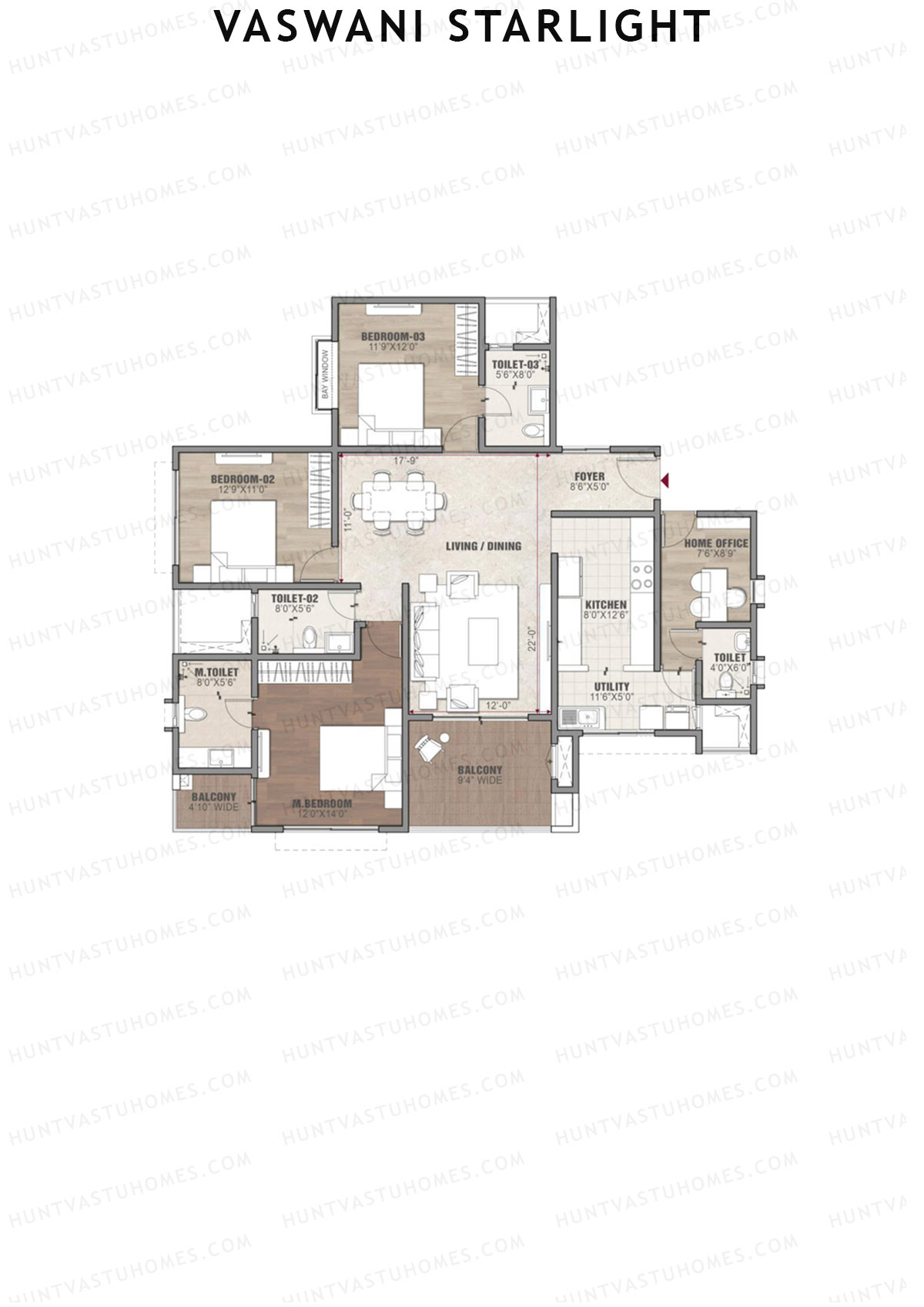 Vaswani Starlight Orion Unit 1 (Type 3A) Floor Plan