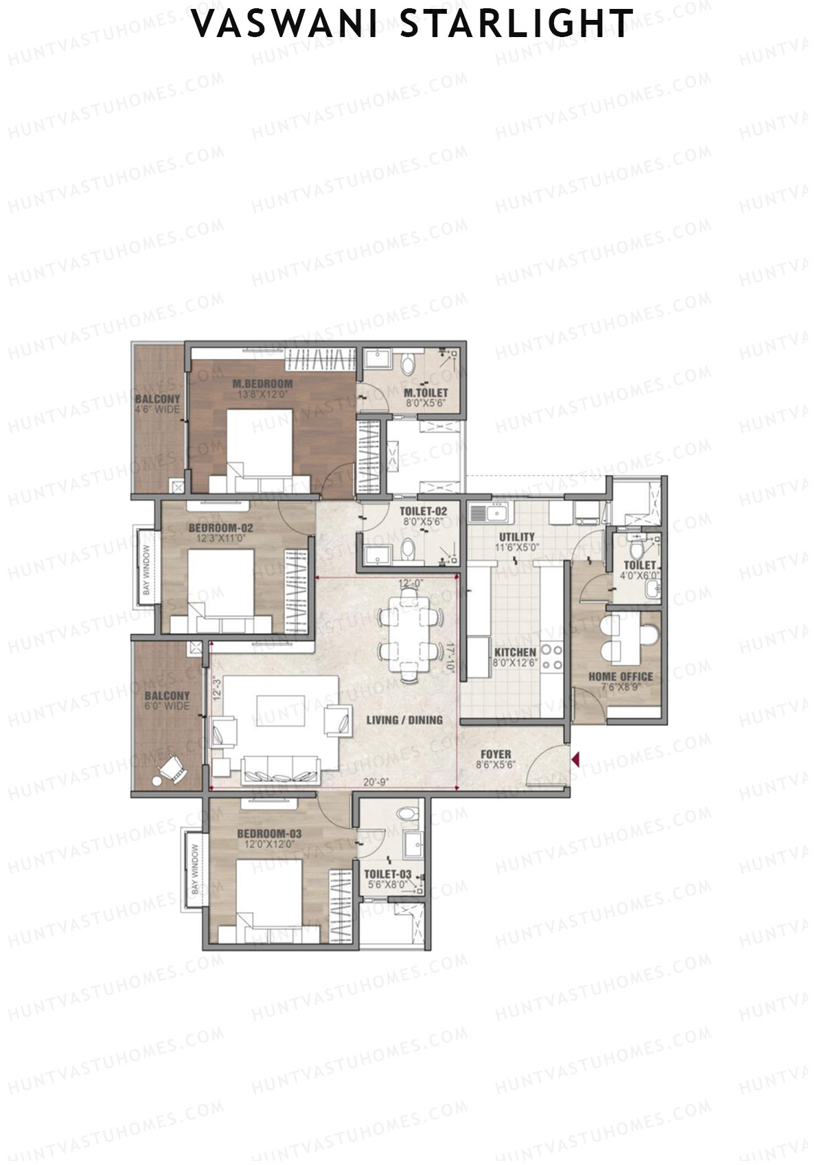 Vaswani Starlight Orion Unit 2 (Type 2) Floor Plan