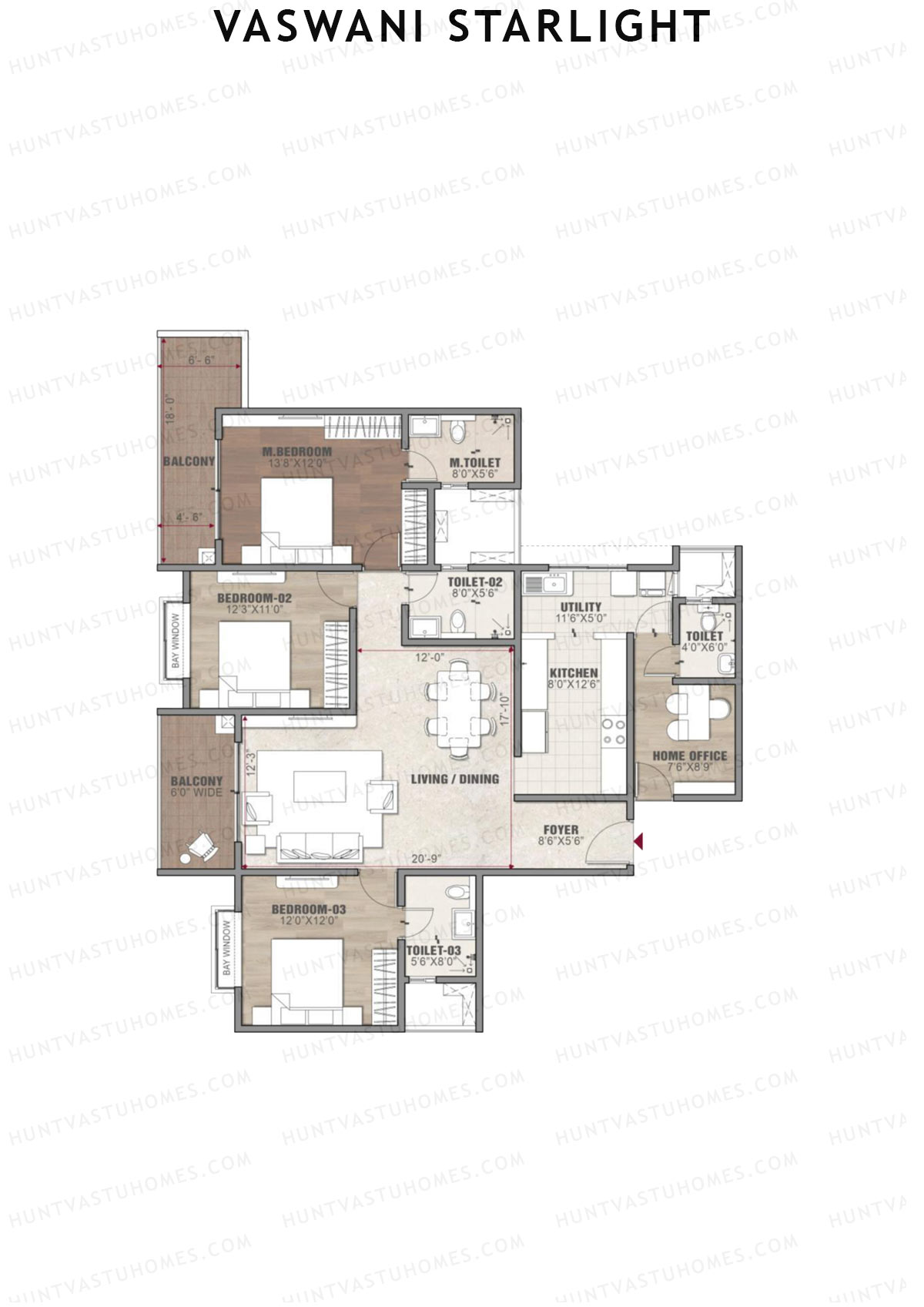 Vaswani Starlight Orion Unit 2 (Type 2B) Floor Plan