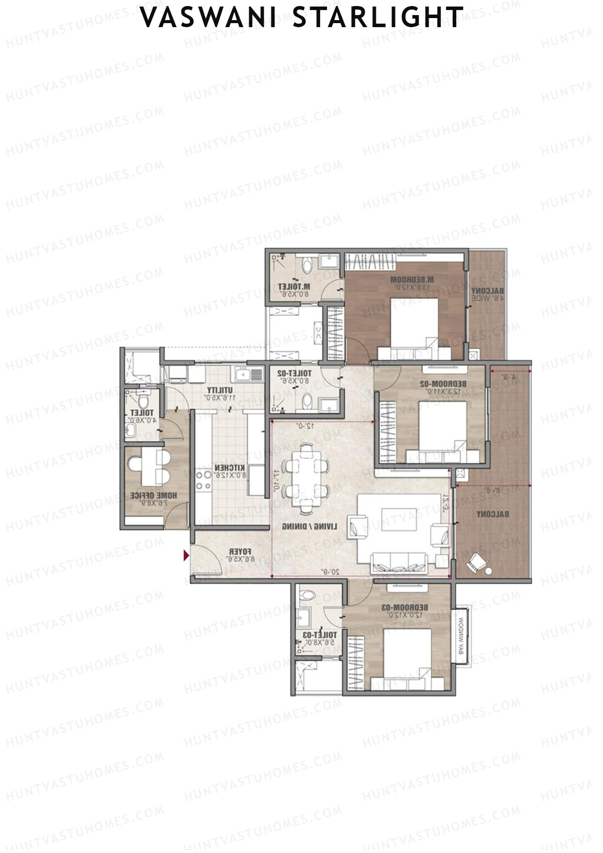 Vaswani Starlight Orion Unit 3 (Type 2A) Floor Plan