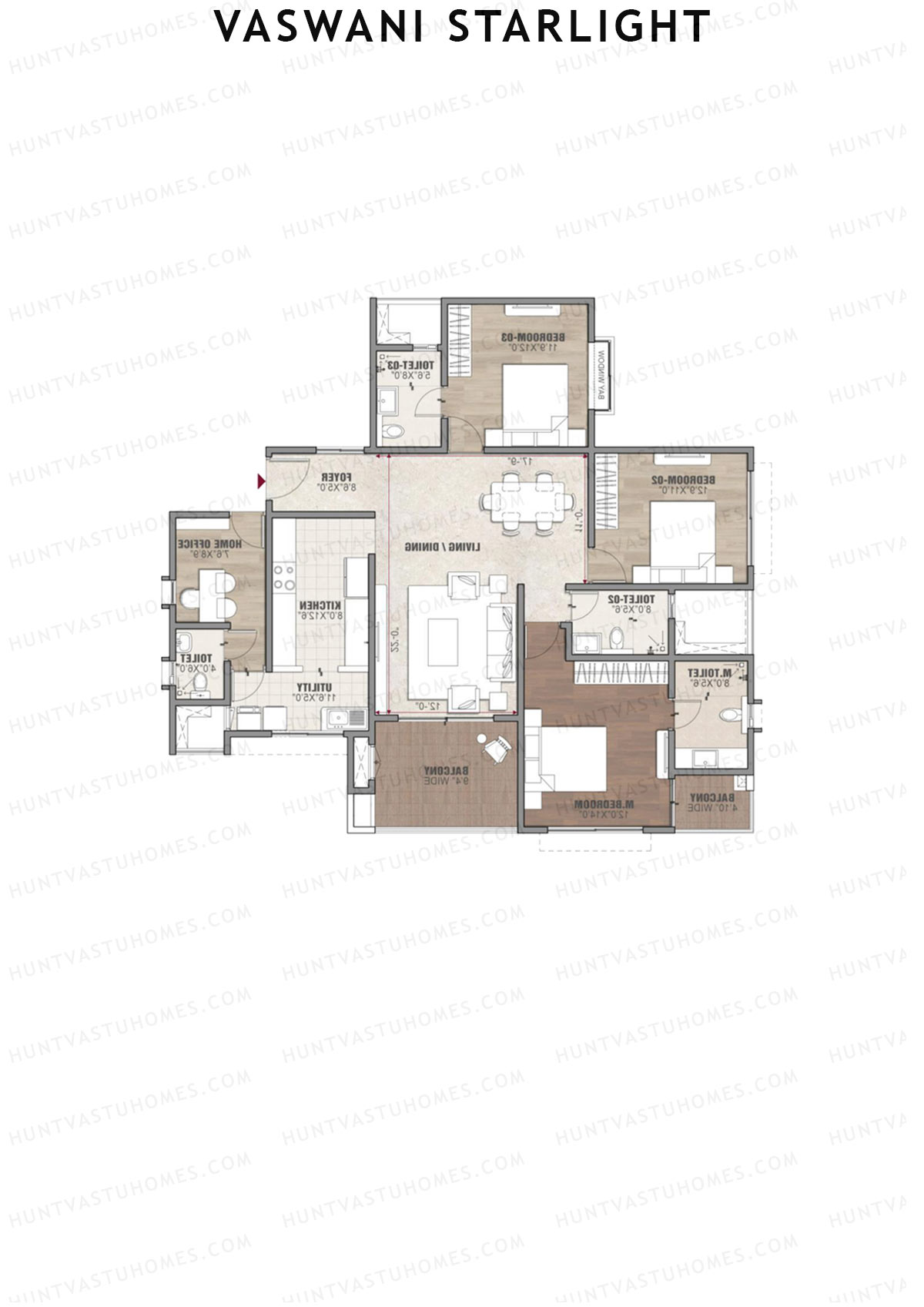 Vaswani Starlight Orion Unit 4 (Type 3A) Floor Plan