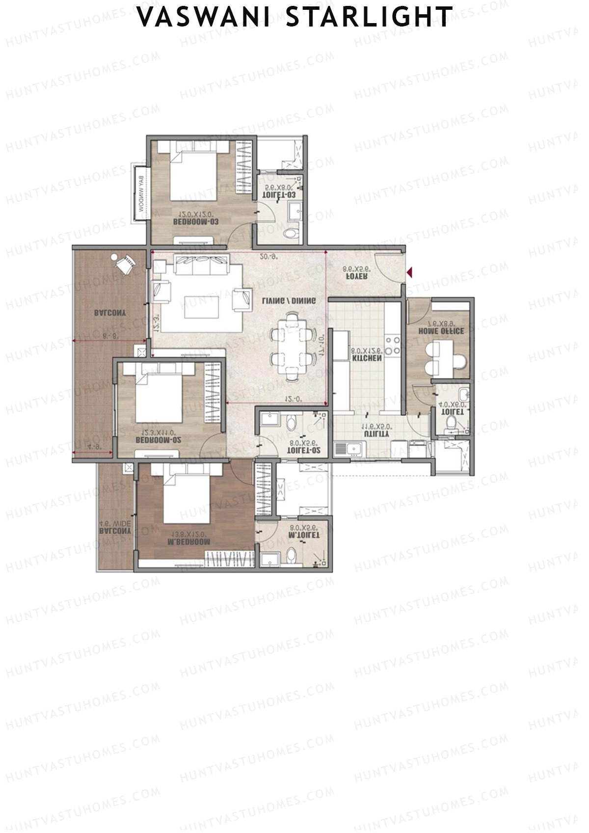 Vaswani Starlight Polaris Unit 1 (Type 2A) Floor Plan