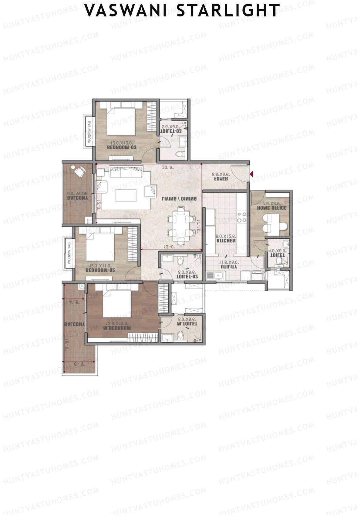 Vaswani Starlight Polaris Unit 1 (Type 2B) Floor Plan