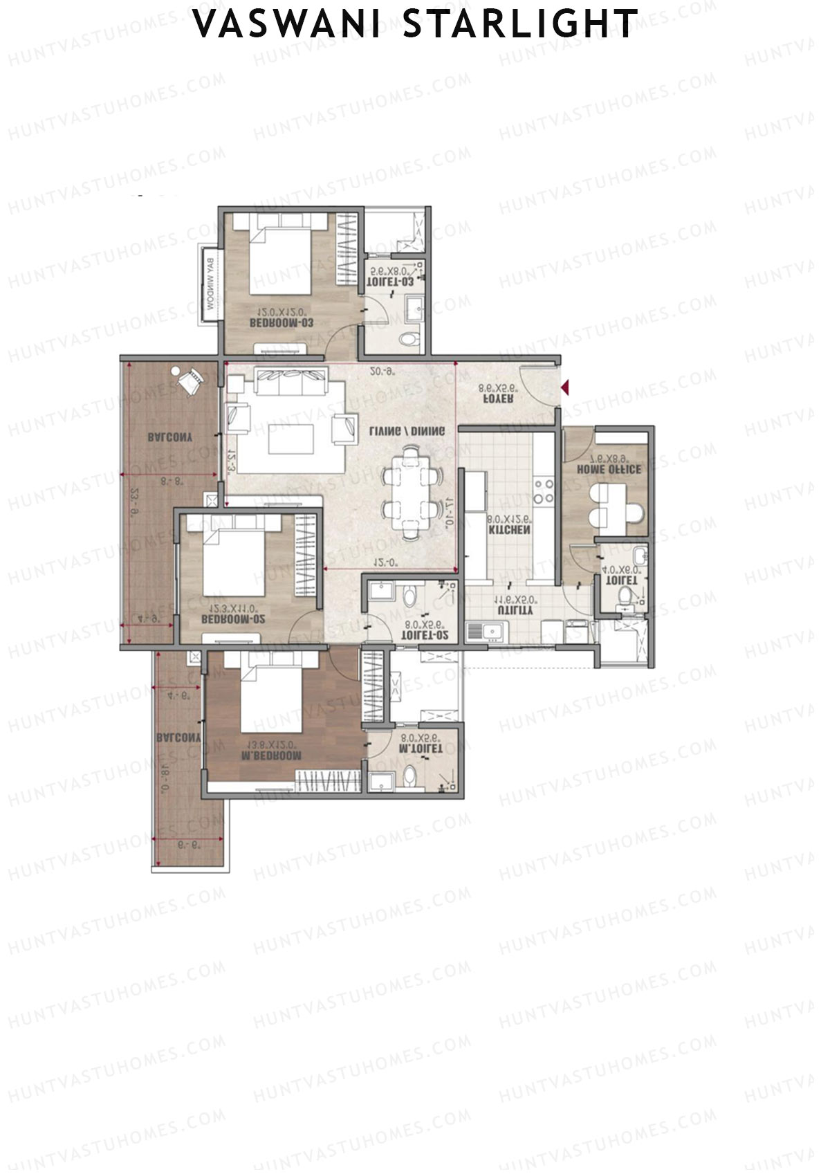 Vaswani Starlight Polaris Unit 1 (Type 2C) Floor Plan