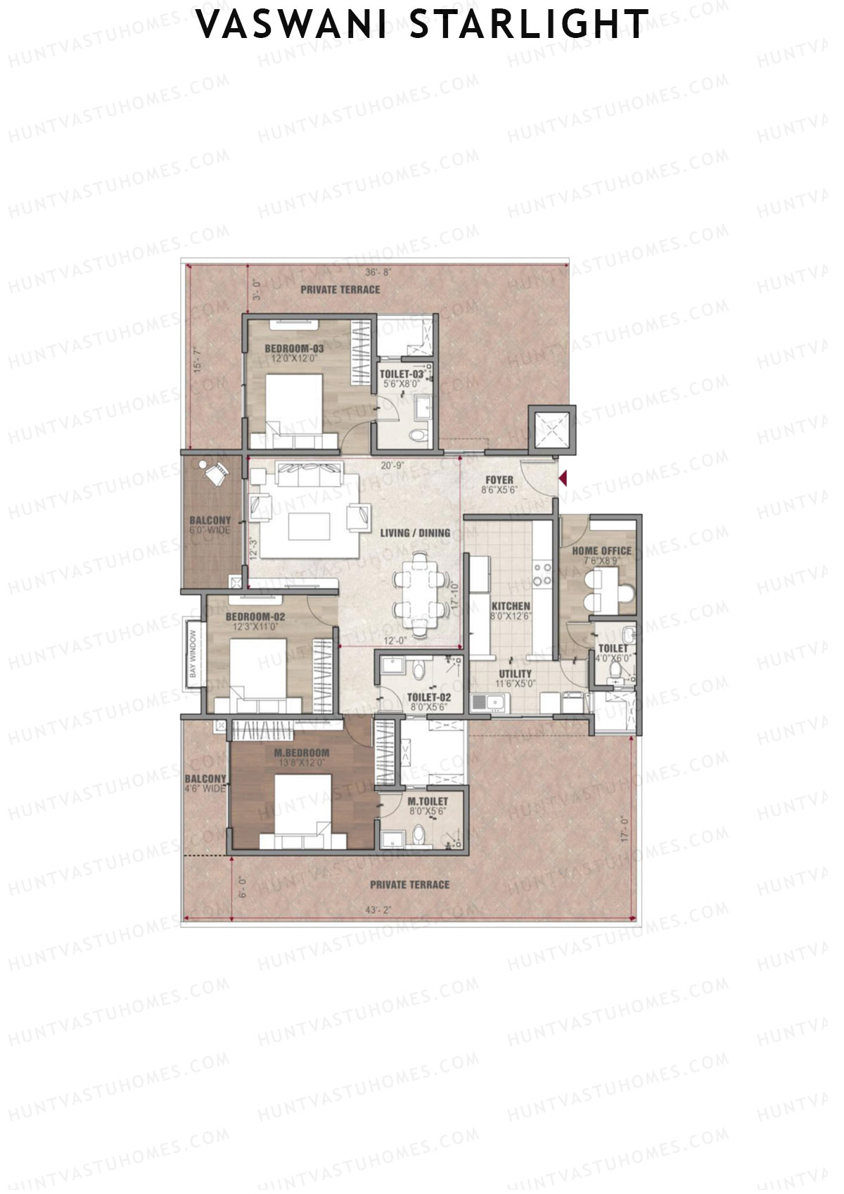 Vaswani Starlight Polaris Unit 1 (Type 2D) Floor Plan