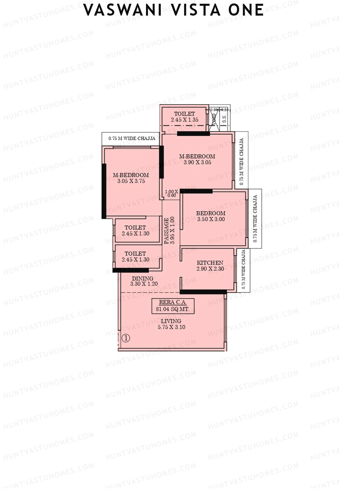 Vaswani Vista One Wing A Unit 1 Floor Plan