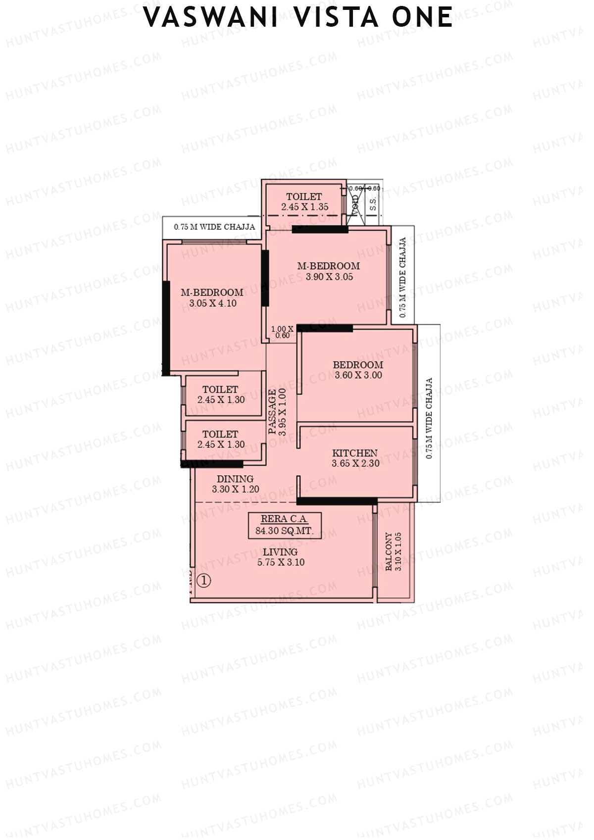 Vaswani Vista One Wing A Unit 1 Floor Plan
