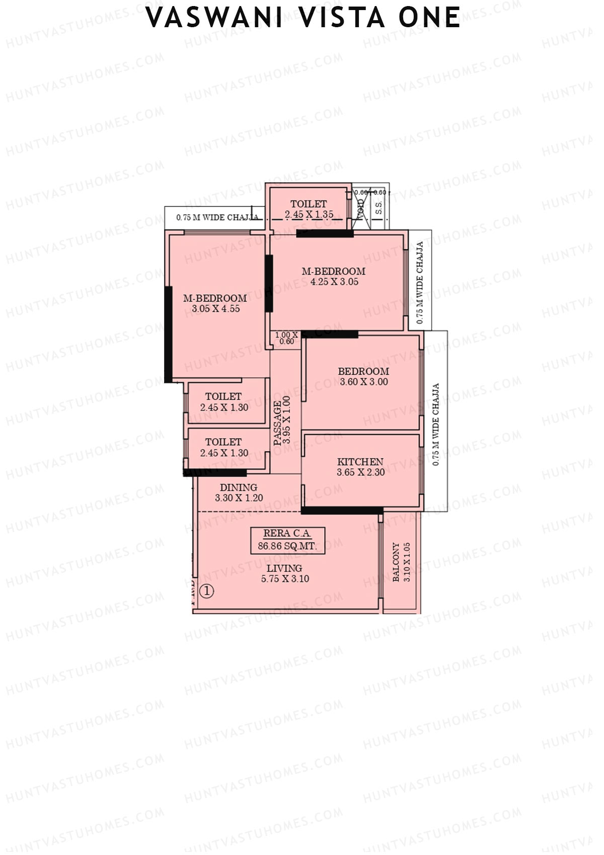 Vaswani Vista One Wing A Unit 1 Floor Plan