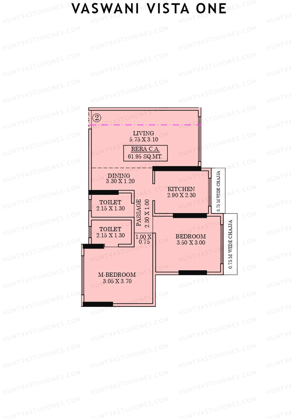 Vaswani Vista One Wing A Unit 2 Floor Plan