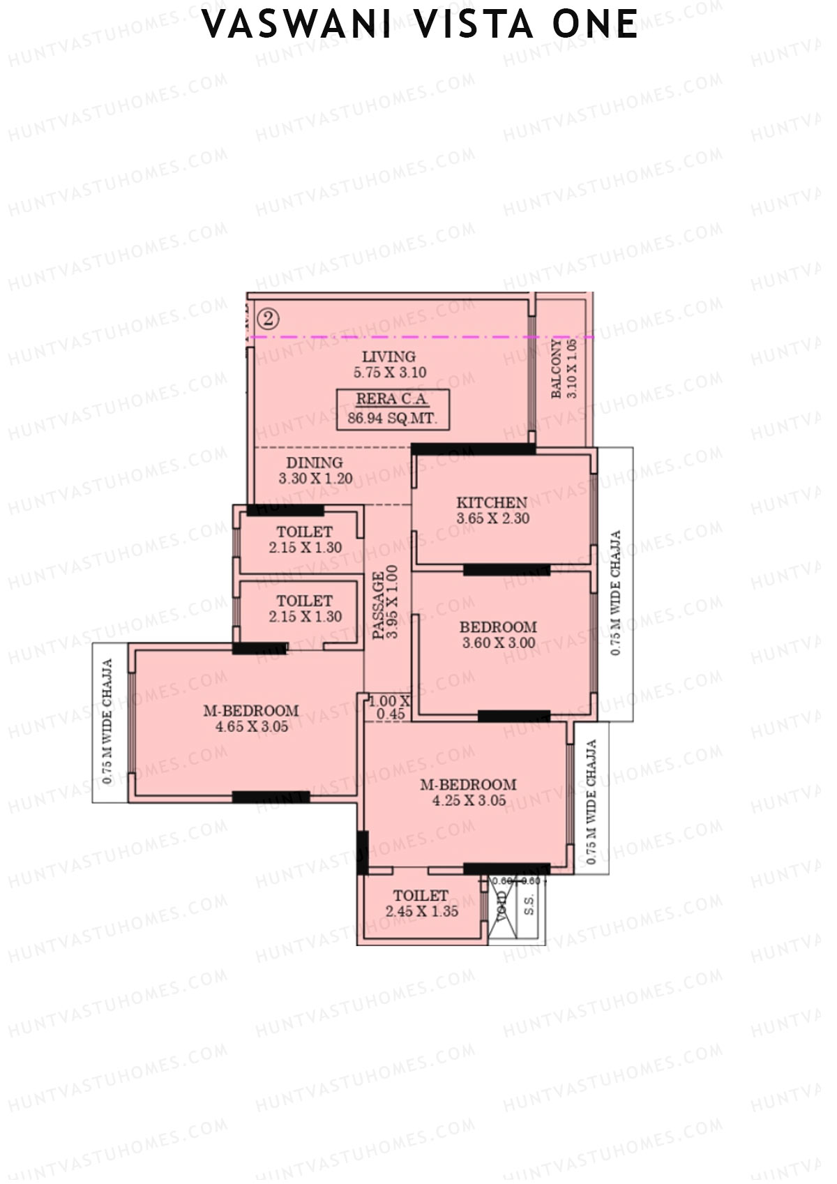 Vaswani Vista One Wing A Unit 2 Floor Plan