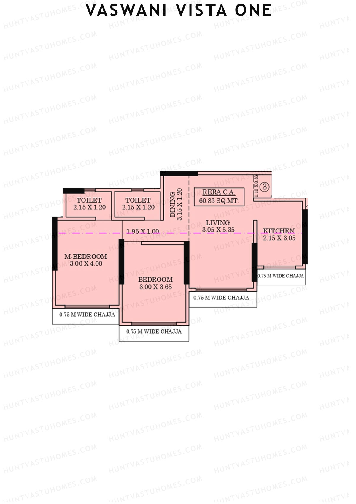 Vaswani Vista One Wing A Unit 3 Floor Plan