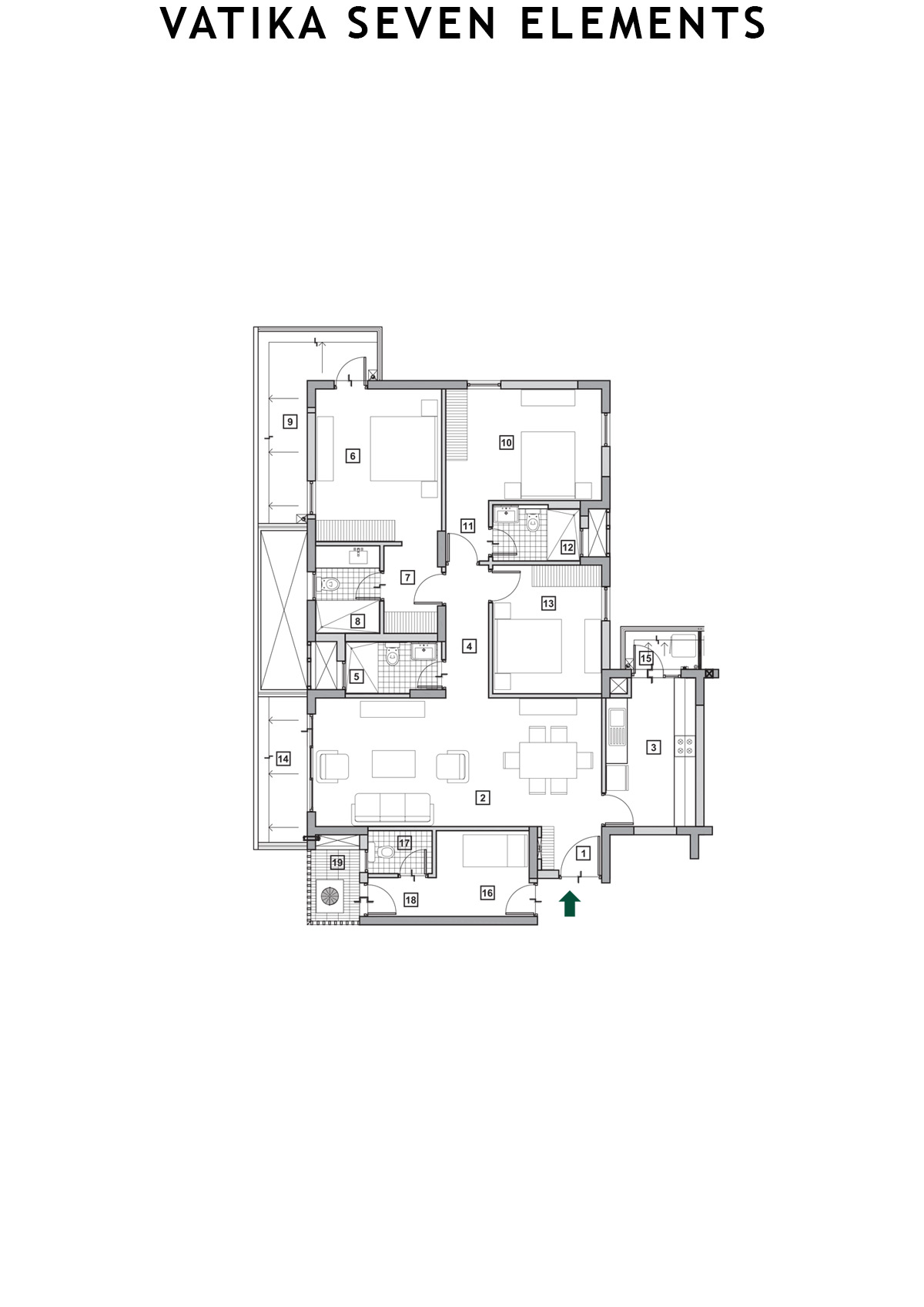 Vatika Seven Elements Tower A1 Unit 1 (Type A) Floor Plan