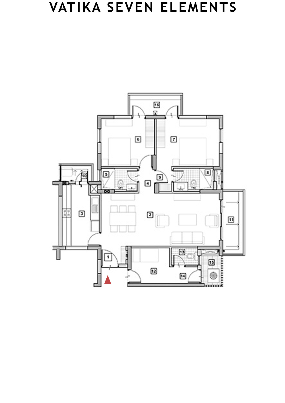 Vatika Seven Elements Tower A1 Unit 2 (Type A) Floor Plan
