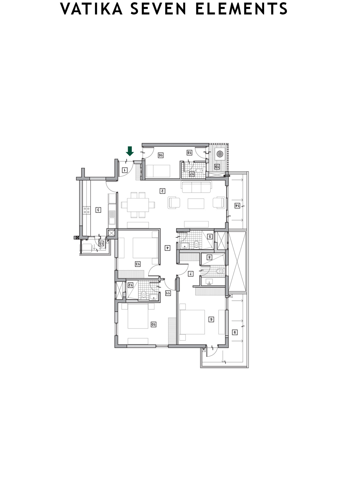 Vatika Seven Elements Tower A1 Unit 3 (Type A) Floor Plan