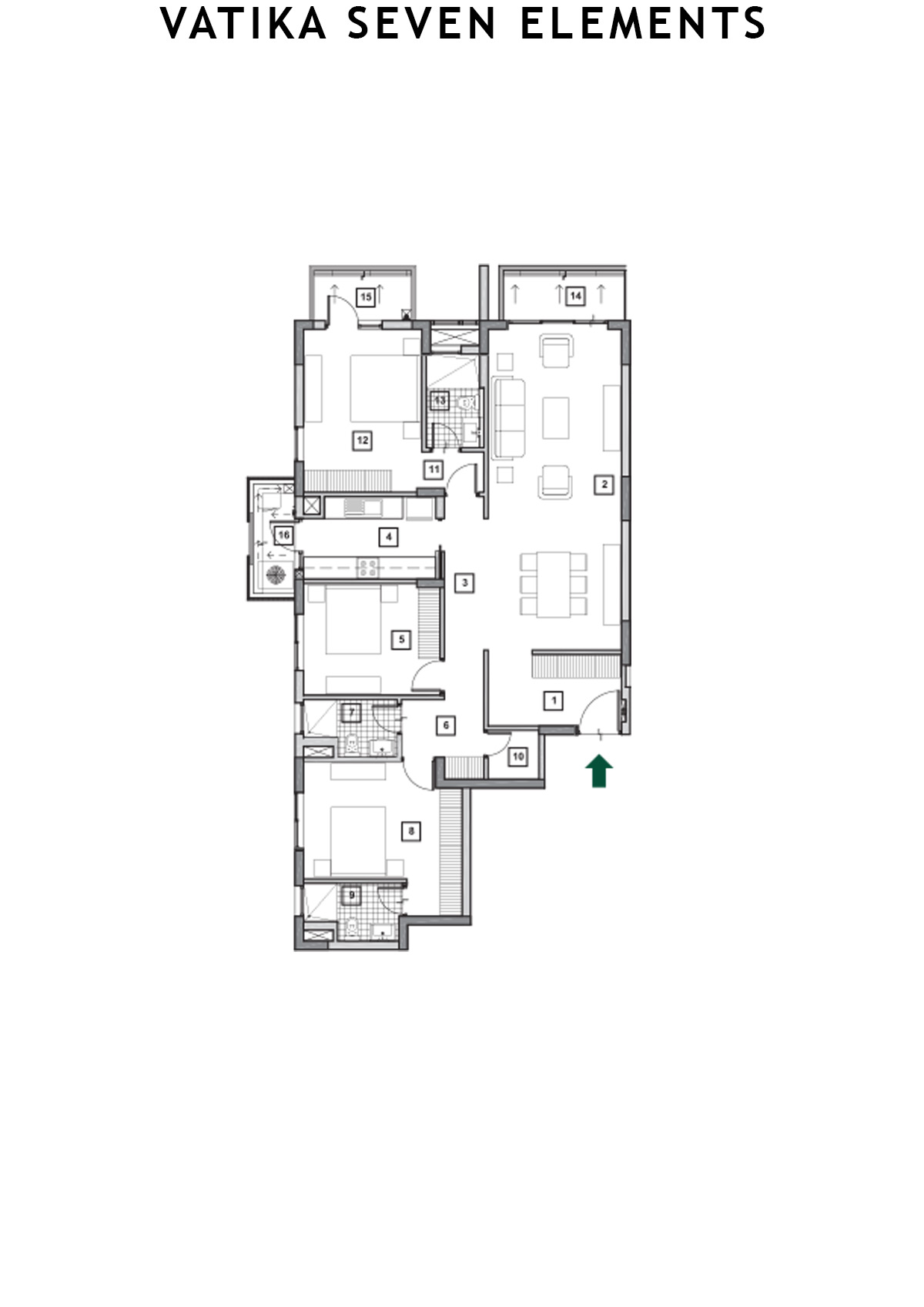 Vatika Seven Elements Block C1A Unit 1 (Type F) Floor Plan