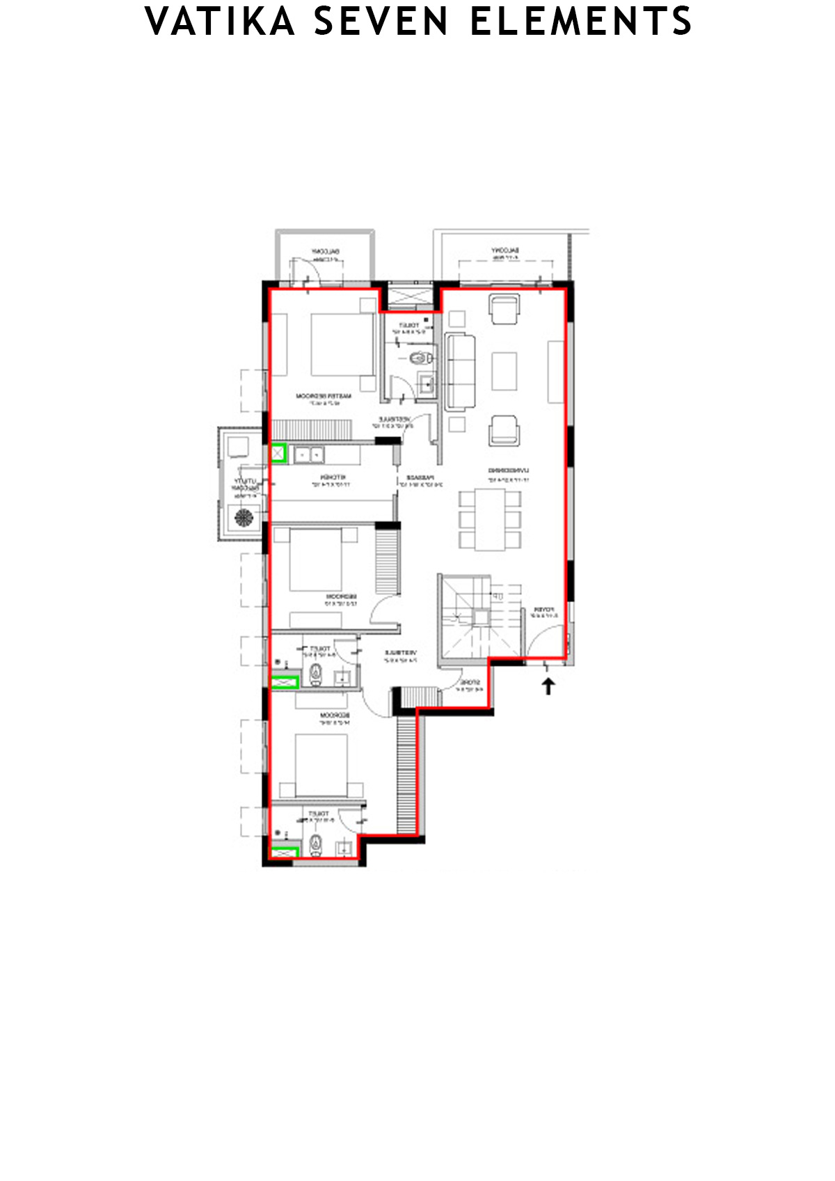 Vatika Seven Elements Block C1A Unit 1 (Duplex) Floor Plan