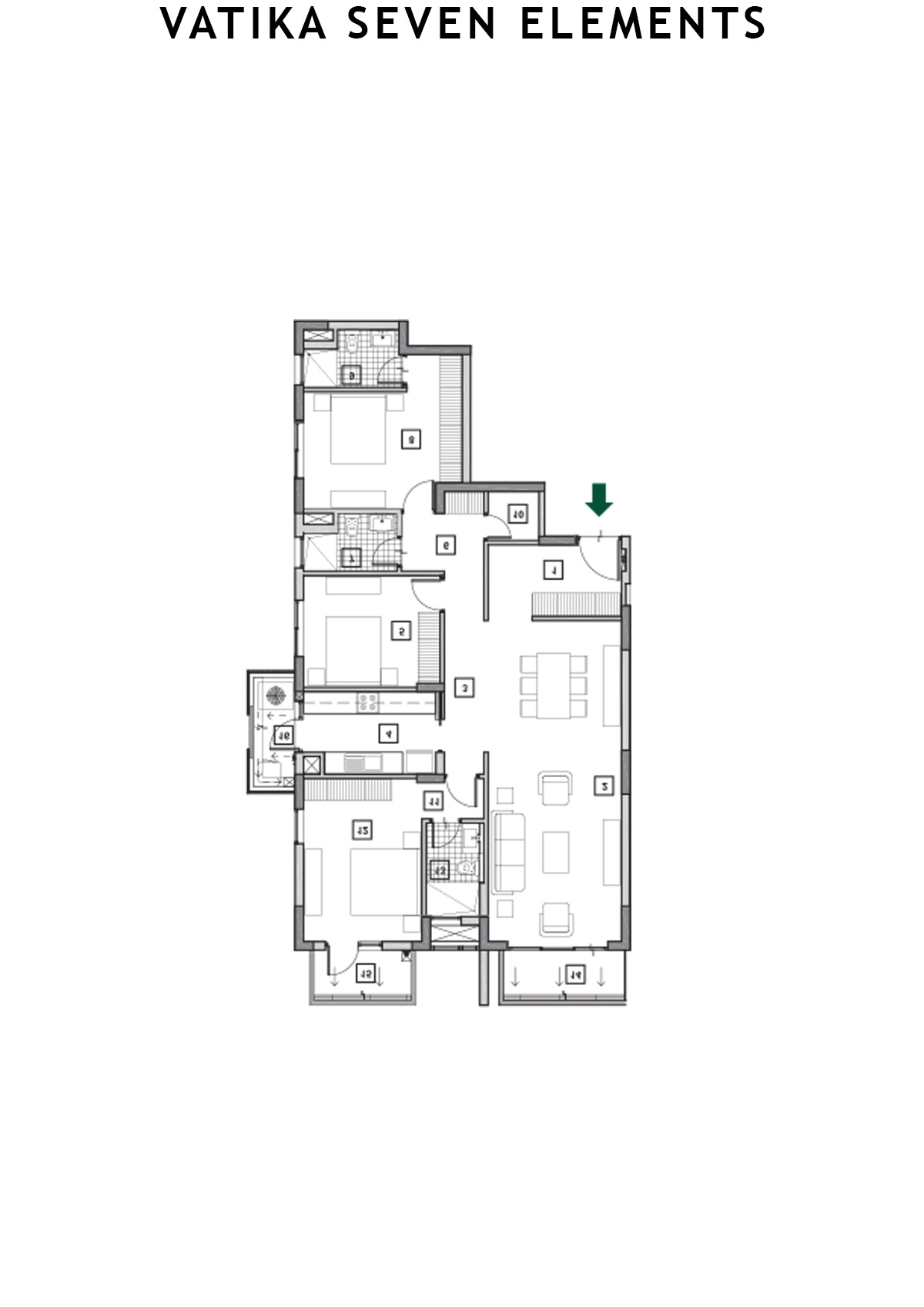 Vatika Seven Elements Block C1A Unit 4 (Type F) Floor Plan