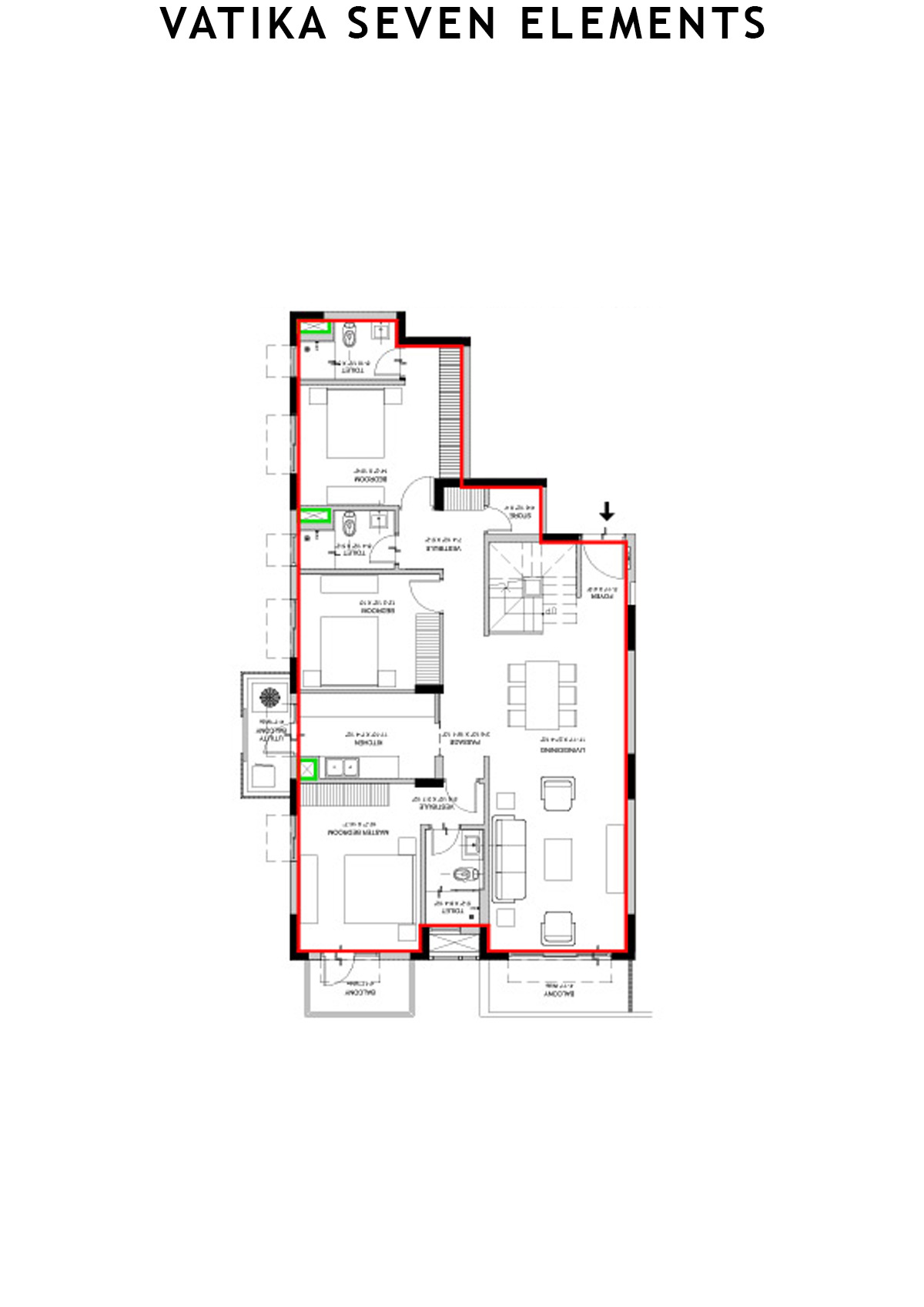 Vatika Seven Elements Block C1A Unit 4 ( Duplex) Floor Plan