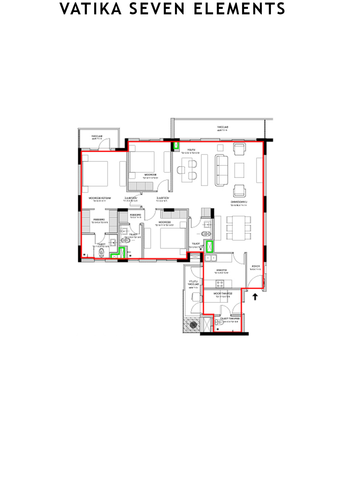 Vatika Seven Elements Block C3B Unit 1 (Type A) Floor Plan