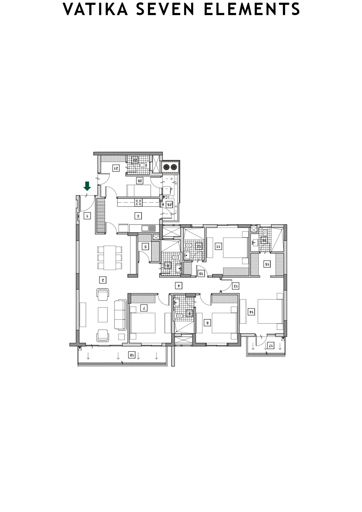 Vatika Seven Elements Block C3B Unit 3 (Type A) Floor Plan