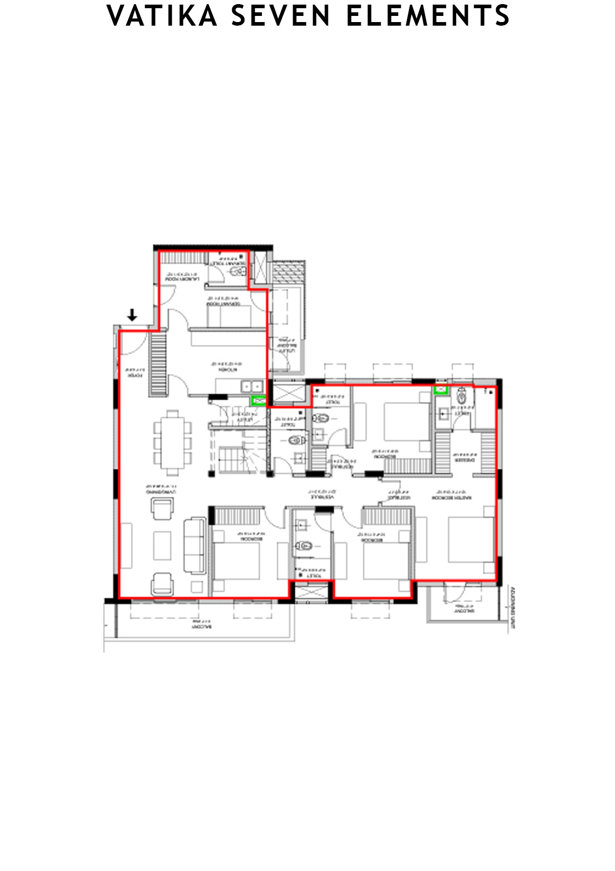 Vatika Seven Elements Block C3B Unit 3 (Duplex) Floor Plan