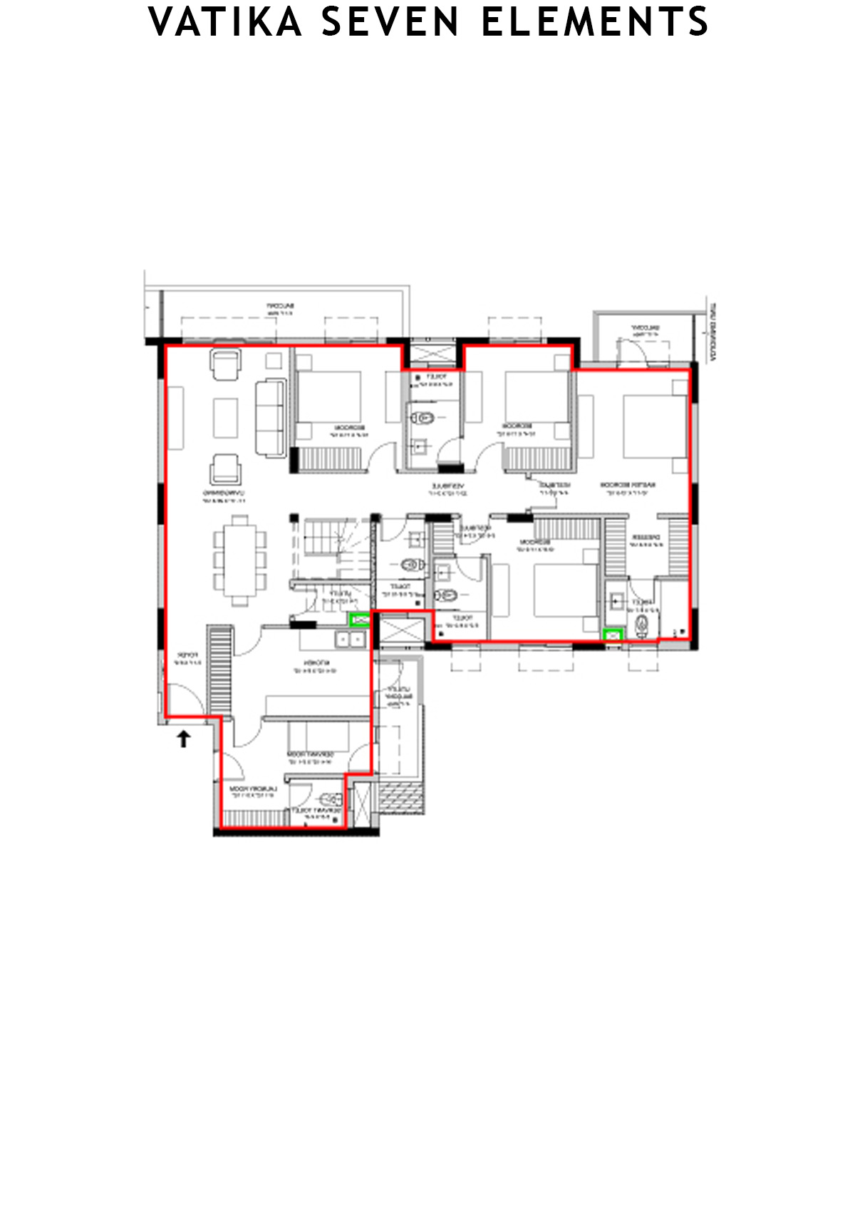 Vatika Seven Elements Block C4B Unit 2 ( Duplex) Floor Plan