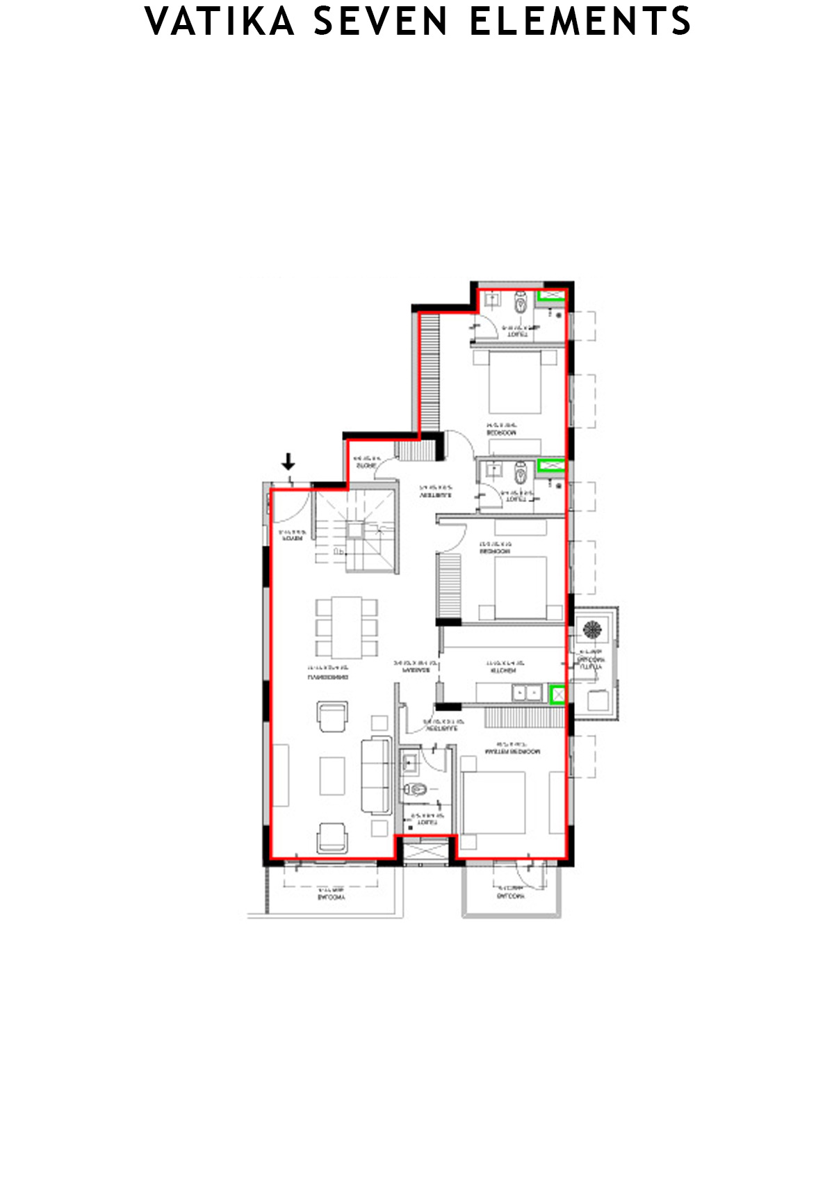 Vatika Seven Elements Block C5B Unit 3 (Duplex) Floor Plan