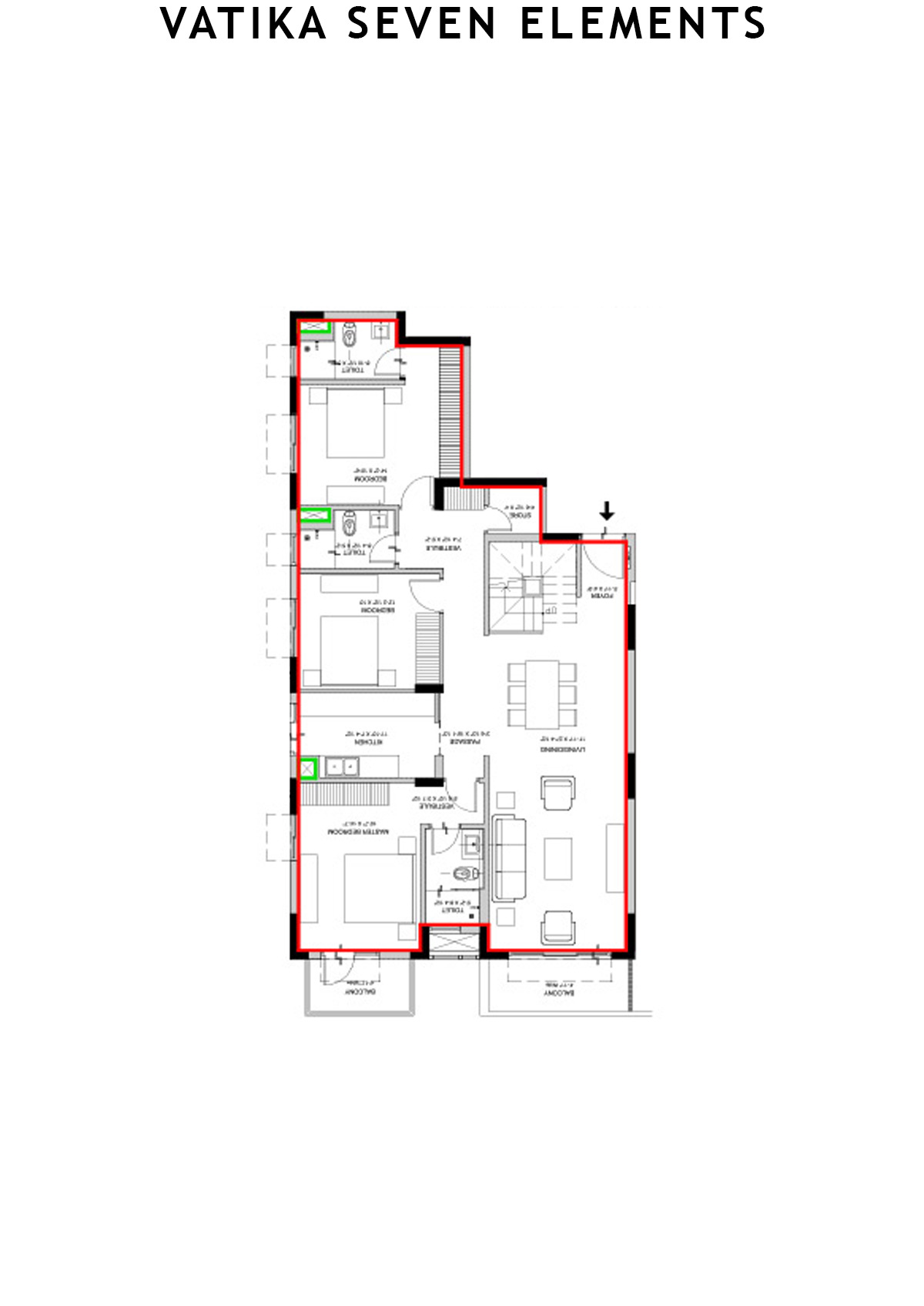 Vatika Seven Elements Block C6A Unit 4 (Duplex) Floor Plan