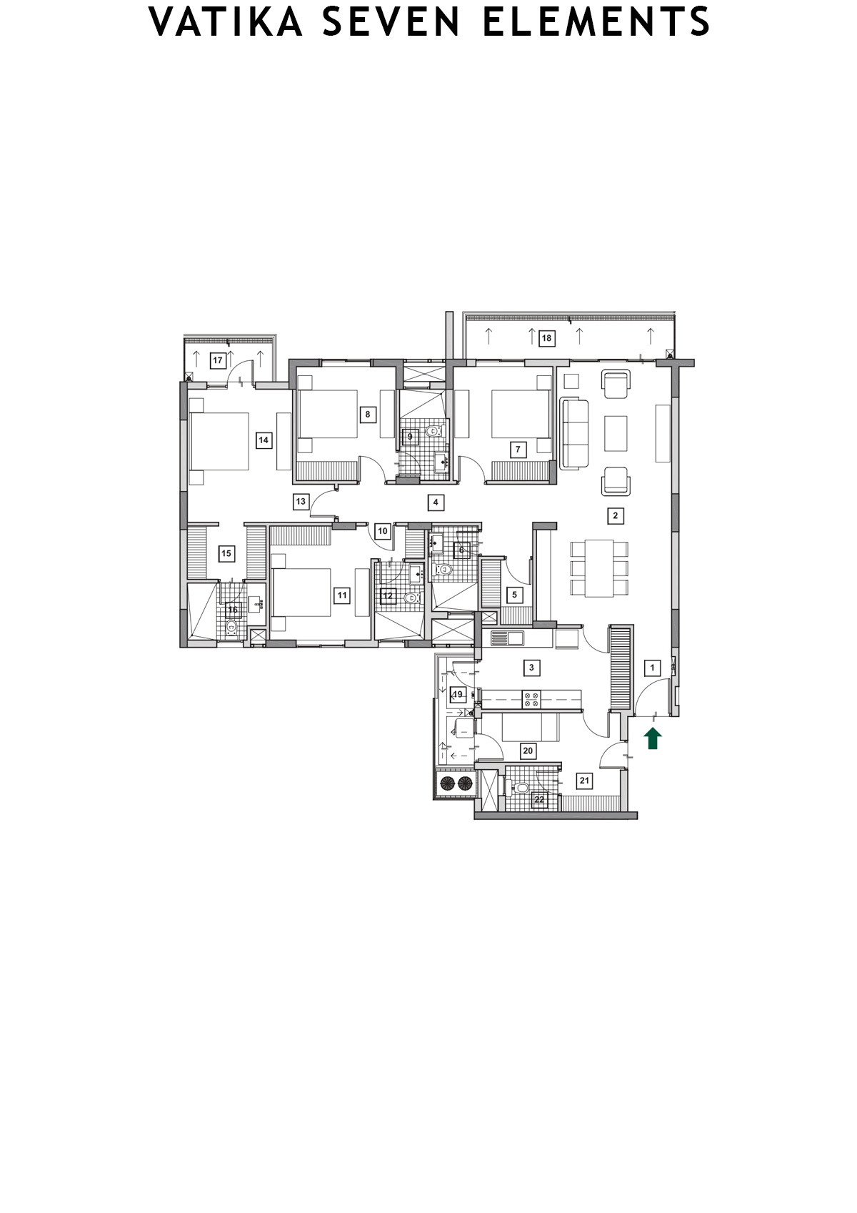 Vatika Seven Elements Block C6B Unit 1 (Type A) Floor Plan