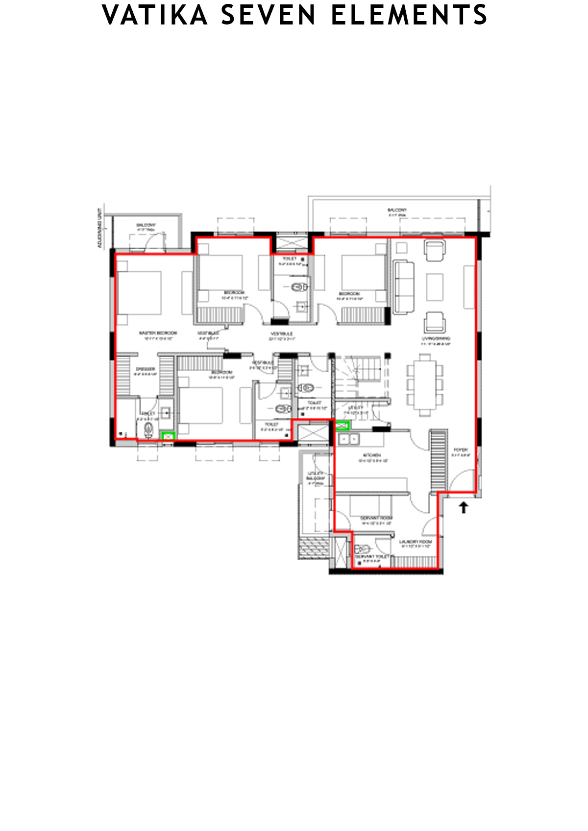 Vatika Seven Elements Block C6B Unit 1 (Duplex) Floor Plan