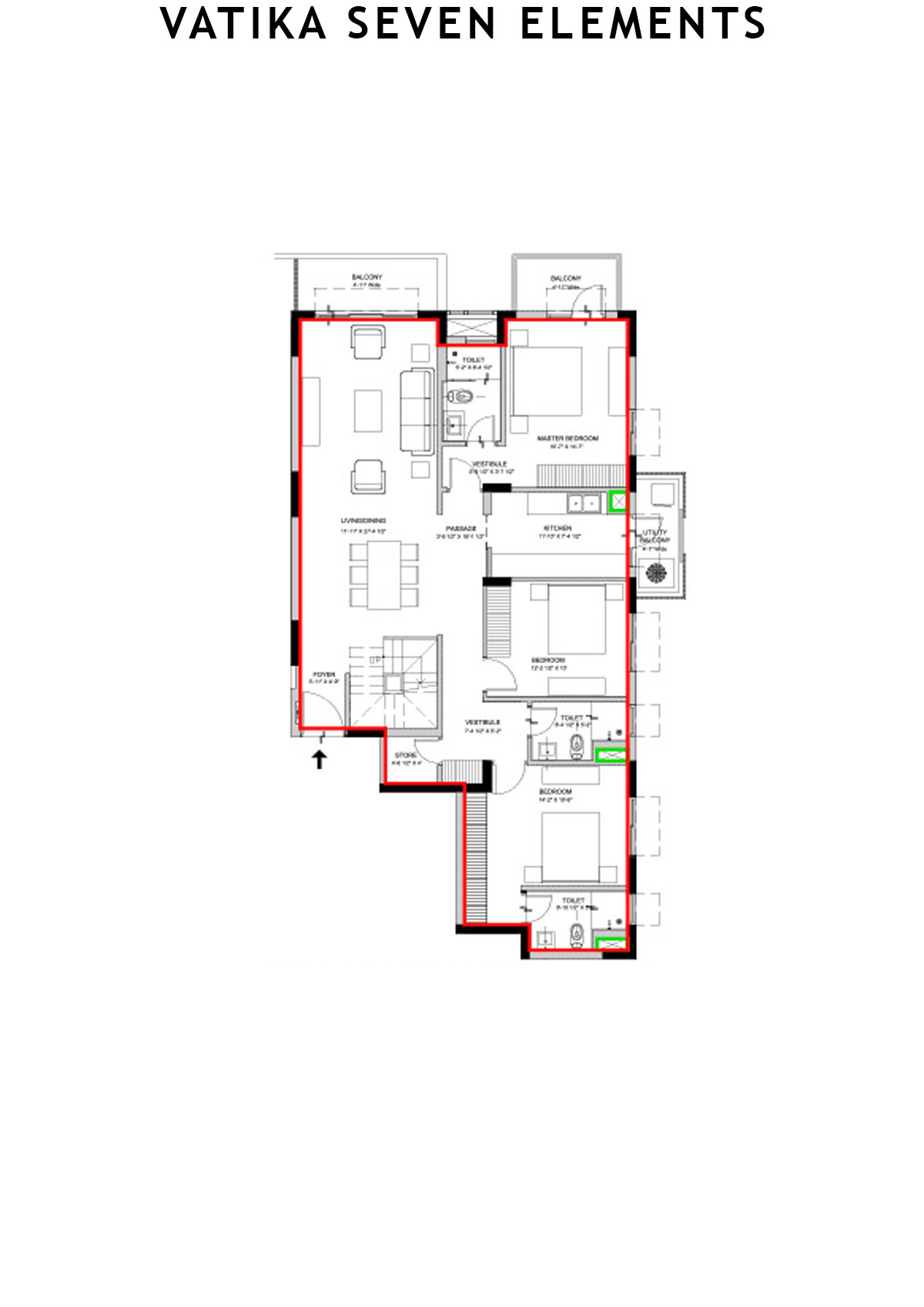Vatika Seven Elements Block C6B Unit 2 (Duplex) Floor Plan