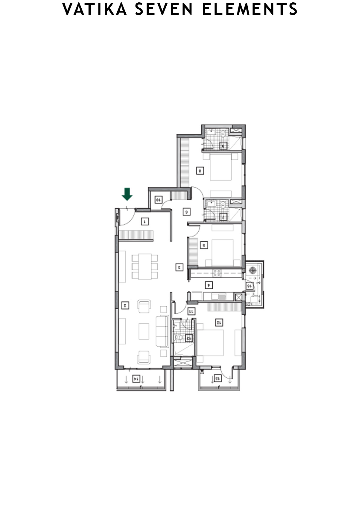 Vatika Seven Elements Block C6B Unit 3 (Type F) Floor Plan