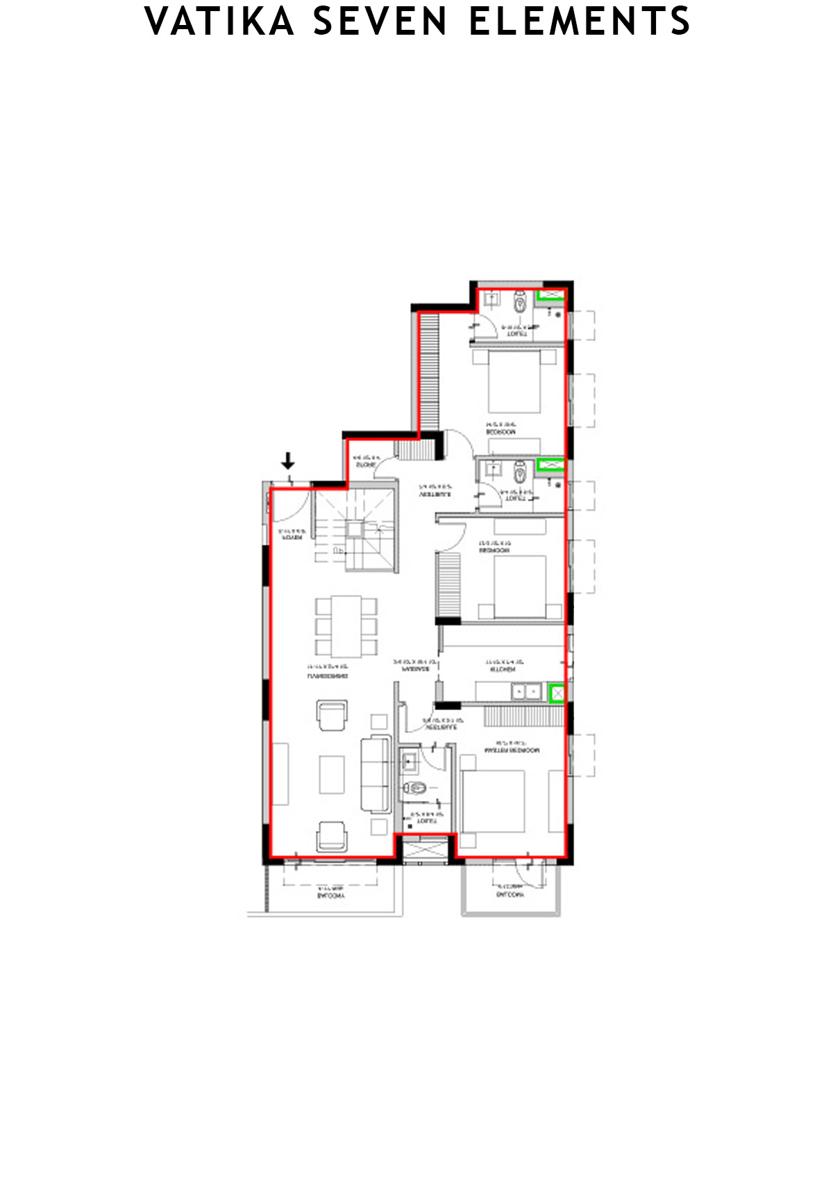 Vatika Seven Elements Block C6B Unit 3 (Duplex) Floor Plan