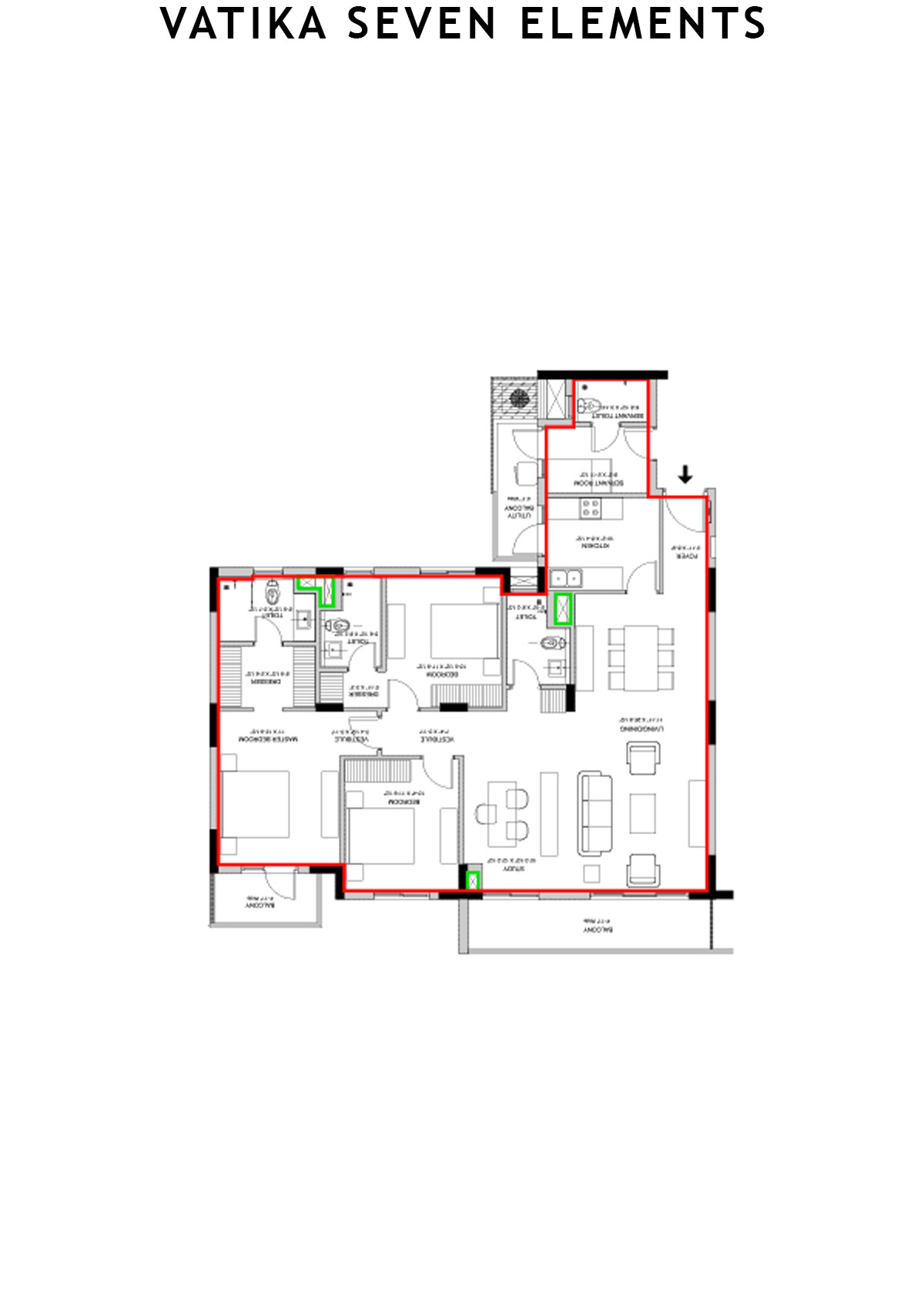 Vatika Seven Elements Block C6B Unit 4 (Type A) Floor Plan