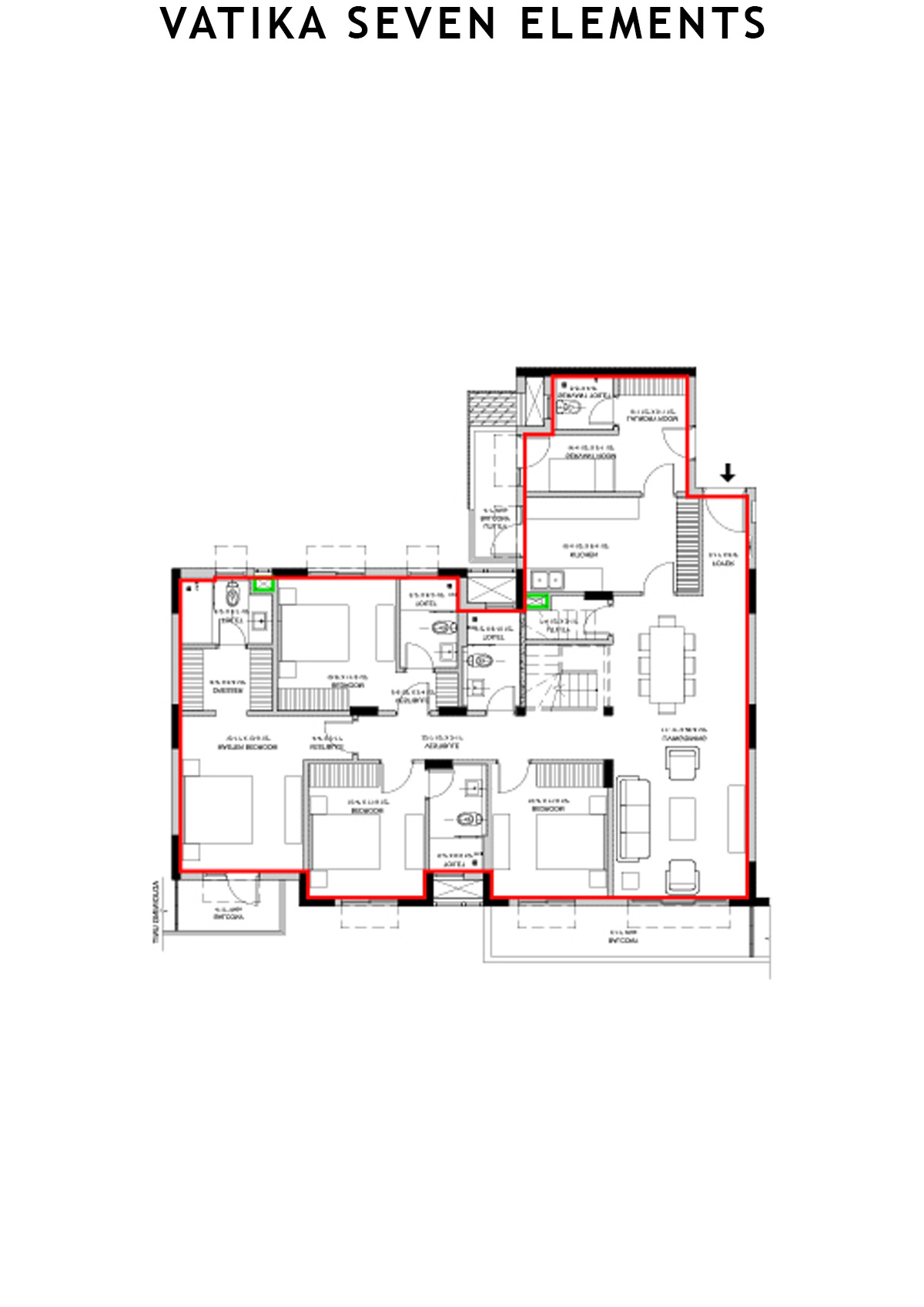 Vatika Seven Elements Block C6B Unit 4 (Duplex) Floor Plan