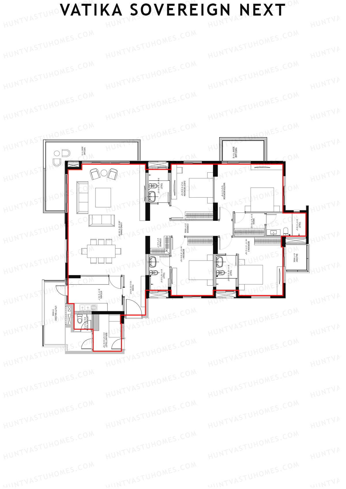 Vatika Sovereign Next Tower A Unit 2 (Type A1) Floor Plan