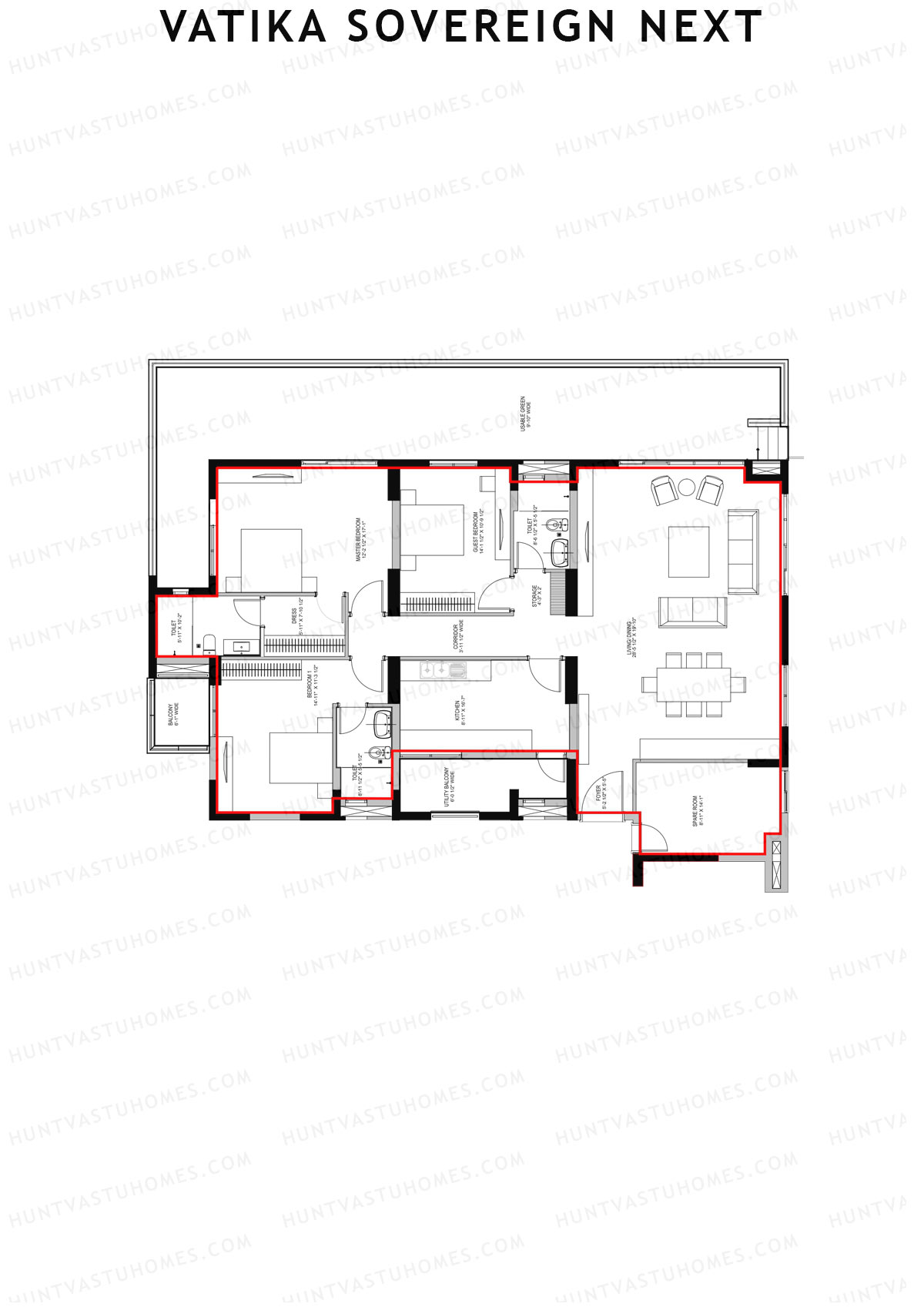Vatika Sovereign Next Tower B Unit 2 Floor Plan