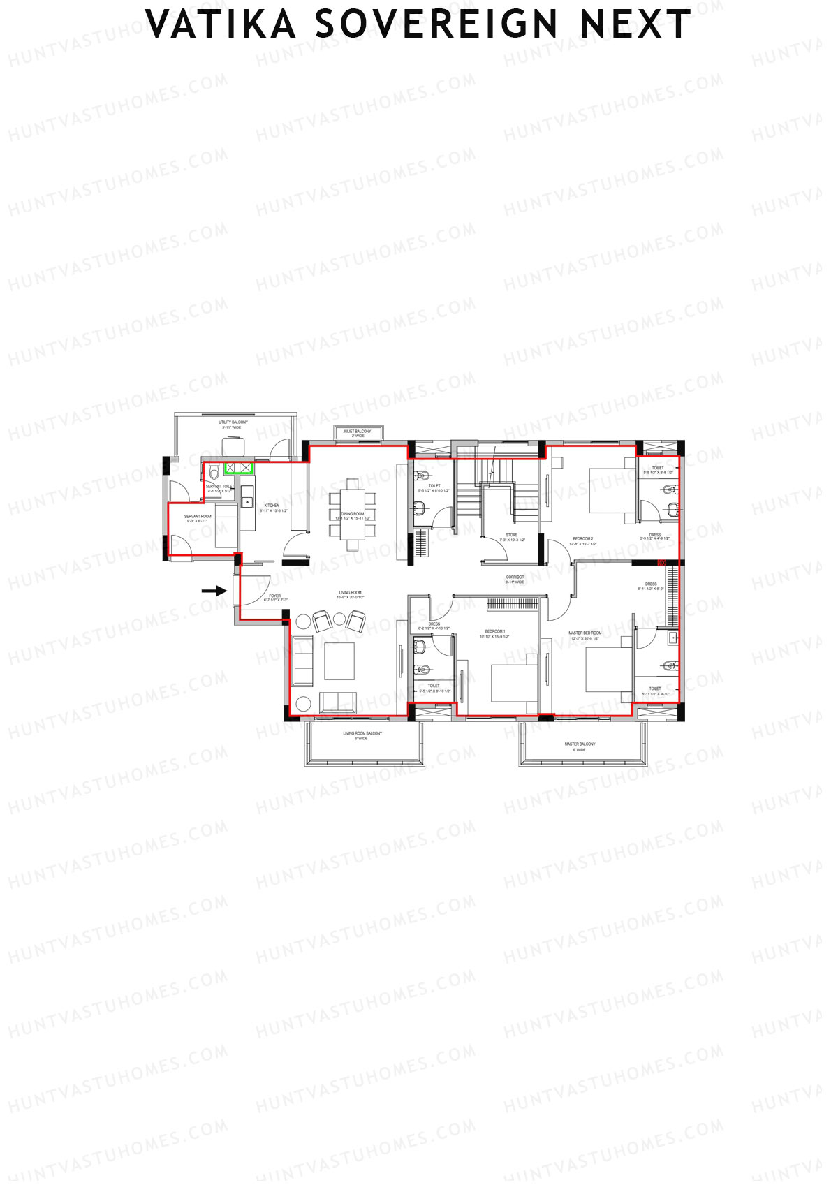 Vatika Sovereign Next Tower C Unit 1 (Penthouse) Floor Plan