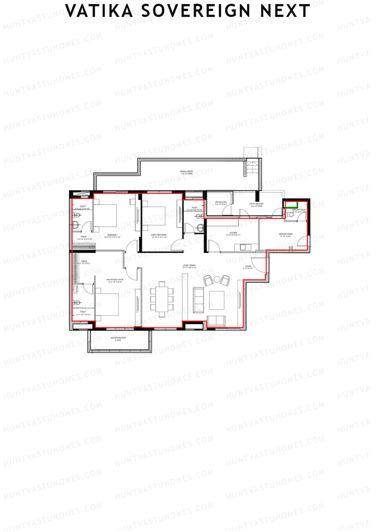 Vatika Sovereign Next Tower C Unit 2 (Type Special) Floor Plan
