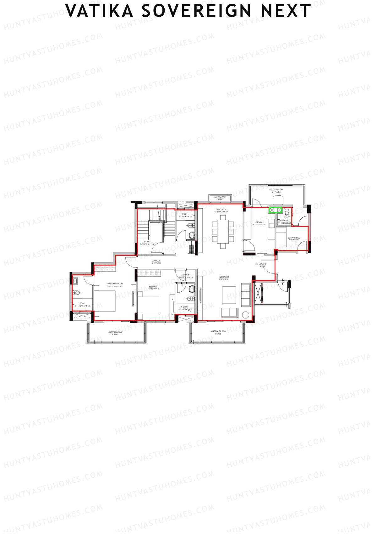 Vatika Sovereign Next Tower D Unit 1 (Penthouse) Floor Plan