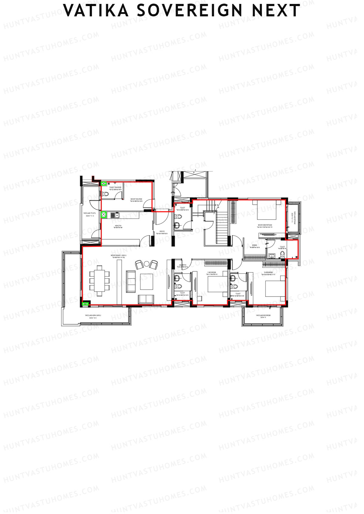 Vatika Sovereign Next Tower E Unit 1 (Type 1) Floor Plan